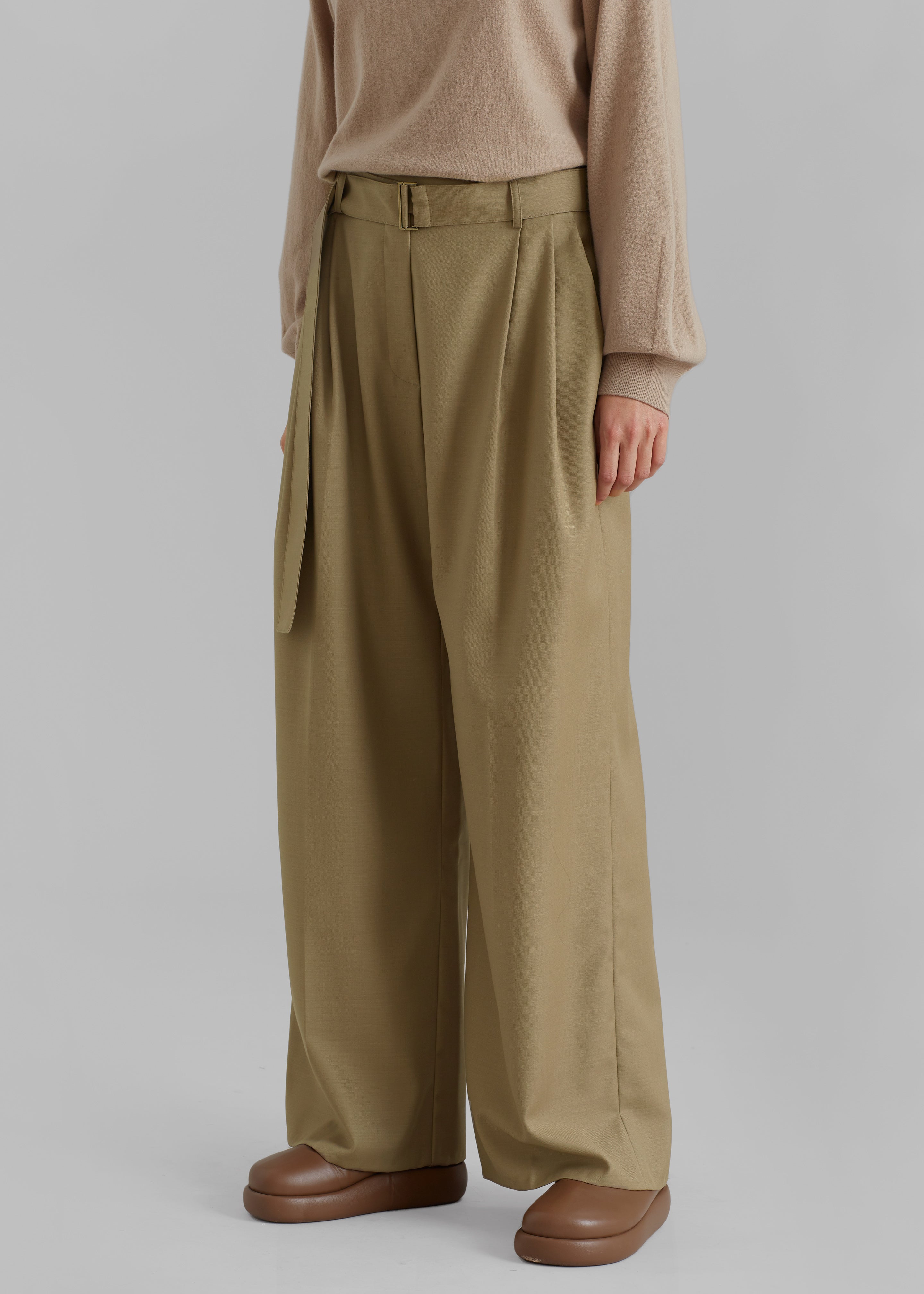 Lyxe Belted Pants - Taupe