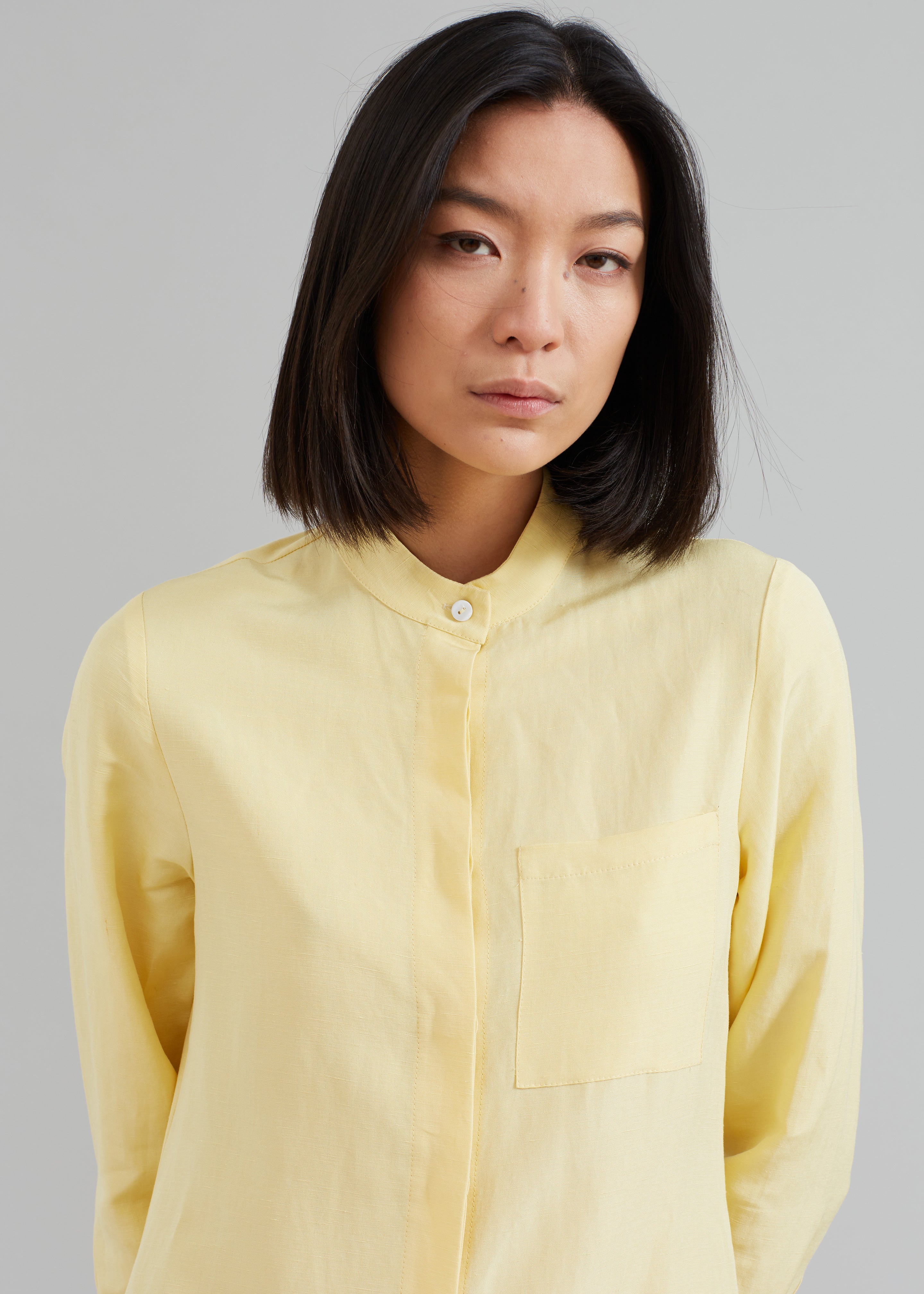 Collarless dress store shirt womens