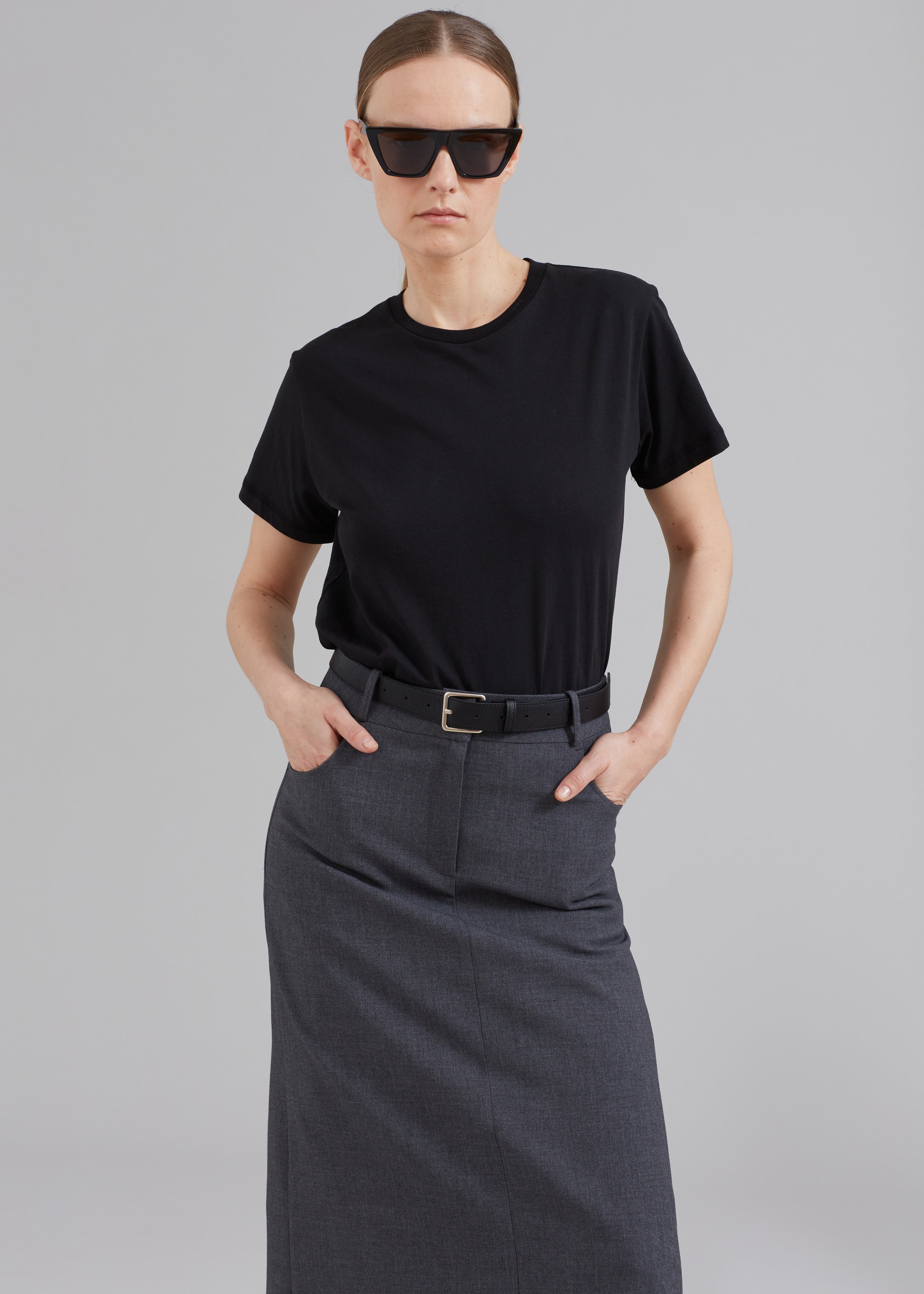 Wool Blend Midi Skirt in Black by MIJEONG PARK – New Classics Studios