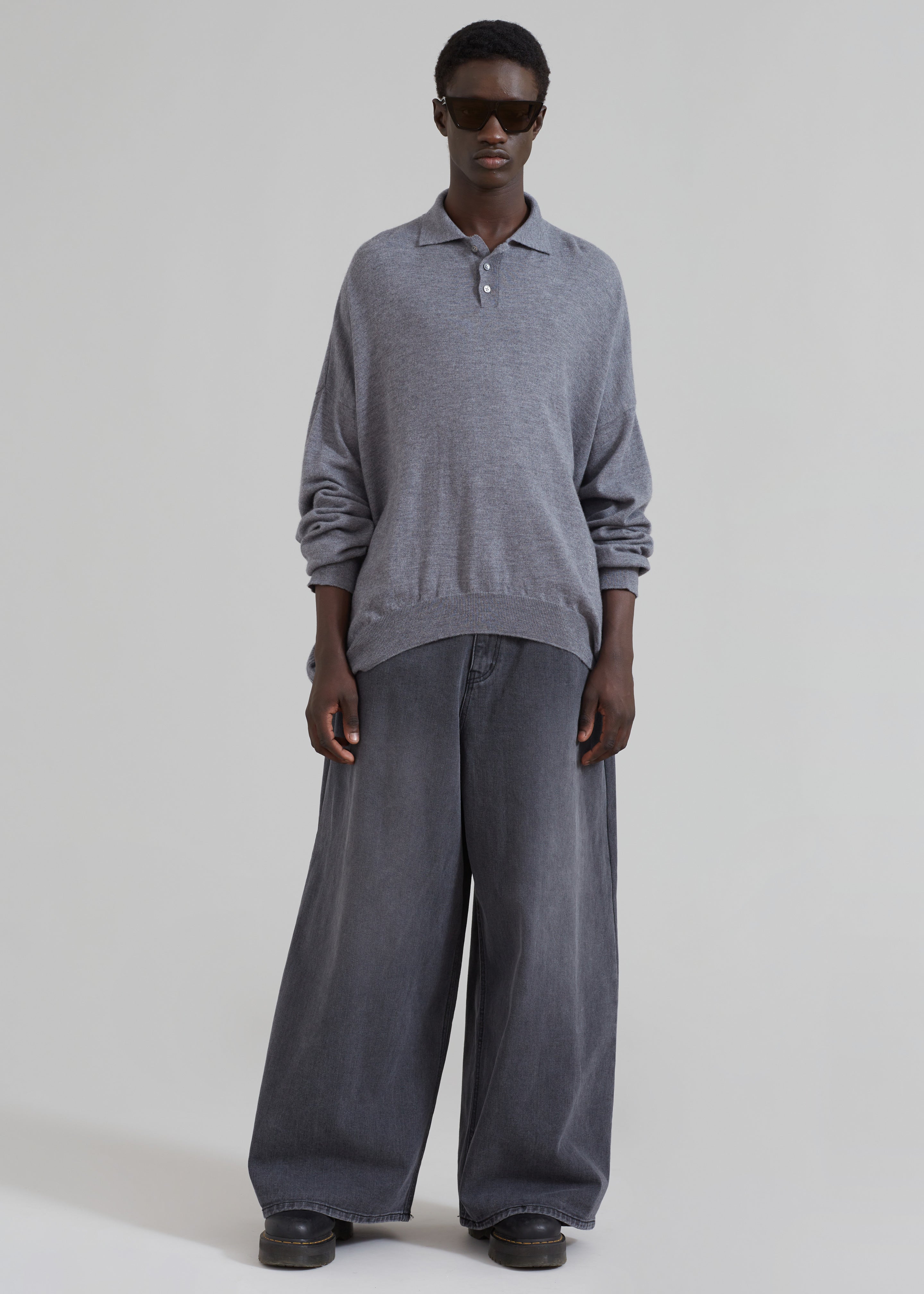 Meriel Polo Sweater - Grey - 8 - Meriel Polo Sweater - Grey [gender-male]