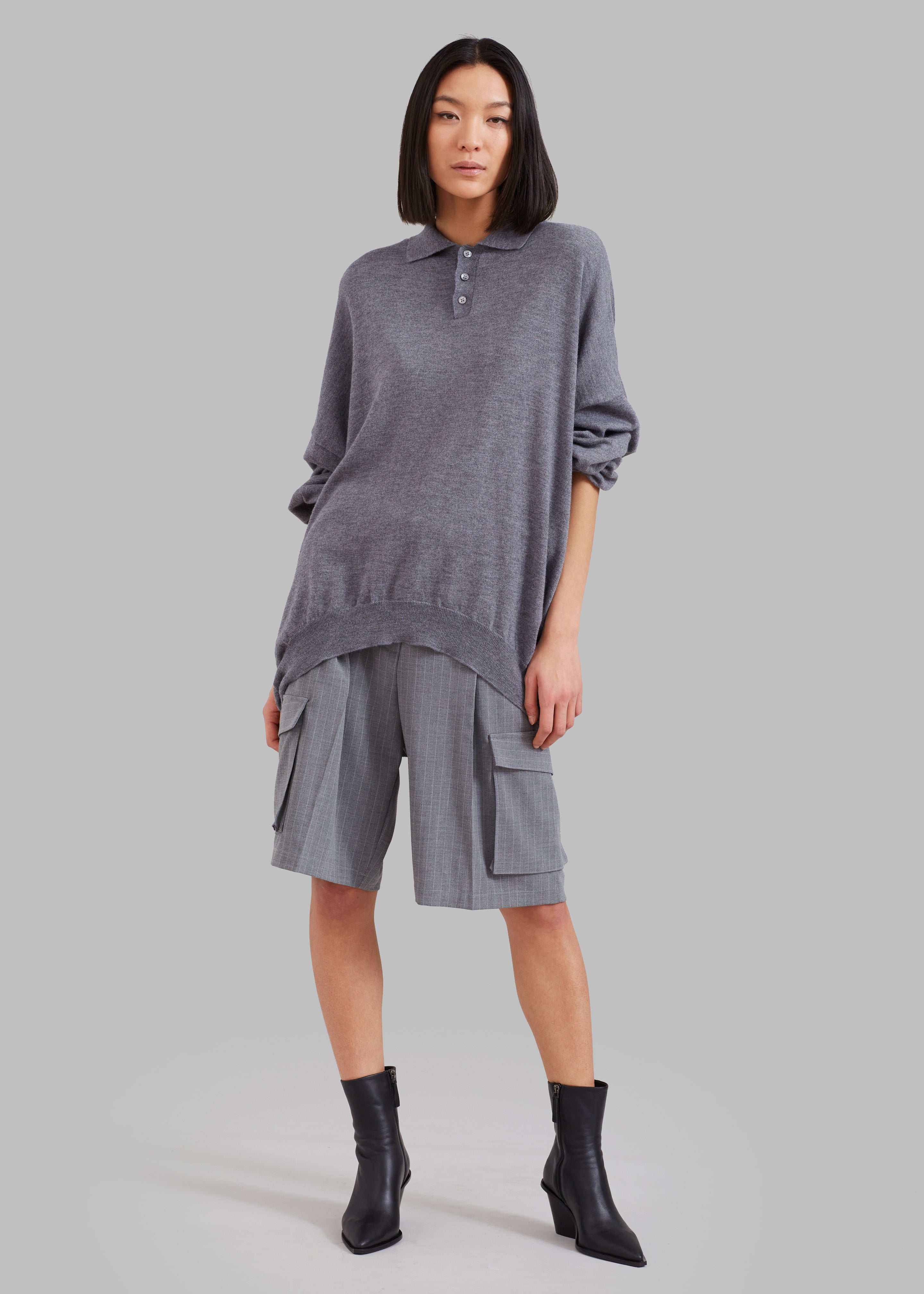 Meriel Polo Sweater - Grey - 3