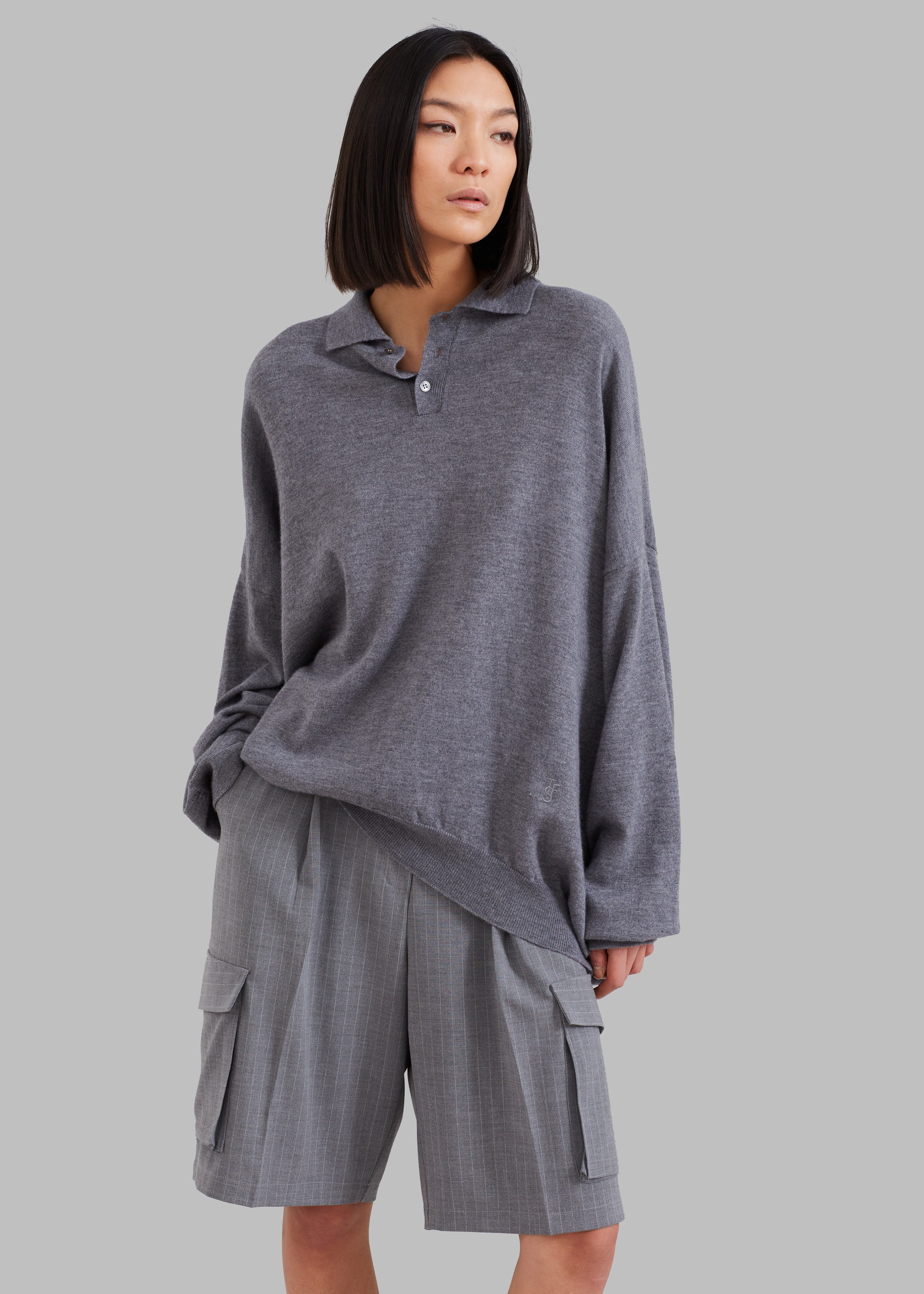 Meriel Polo Sweater - Grey - 2