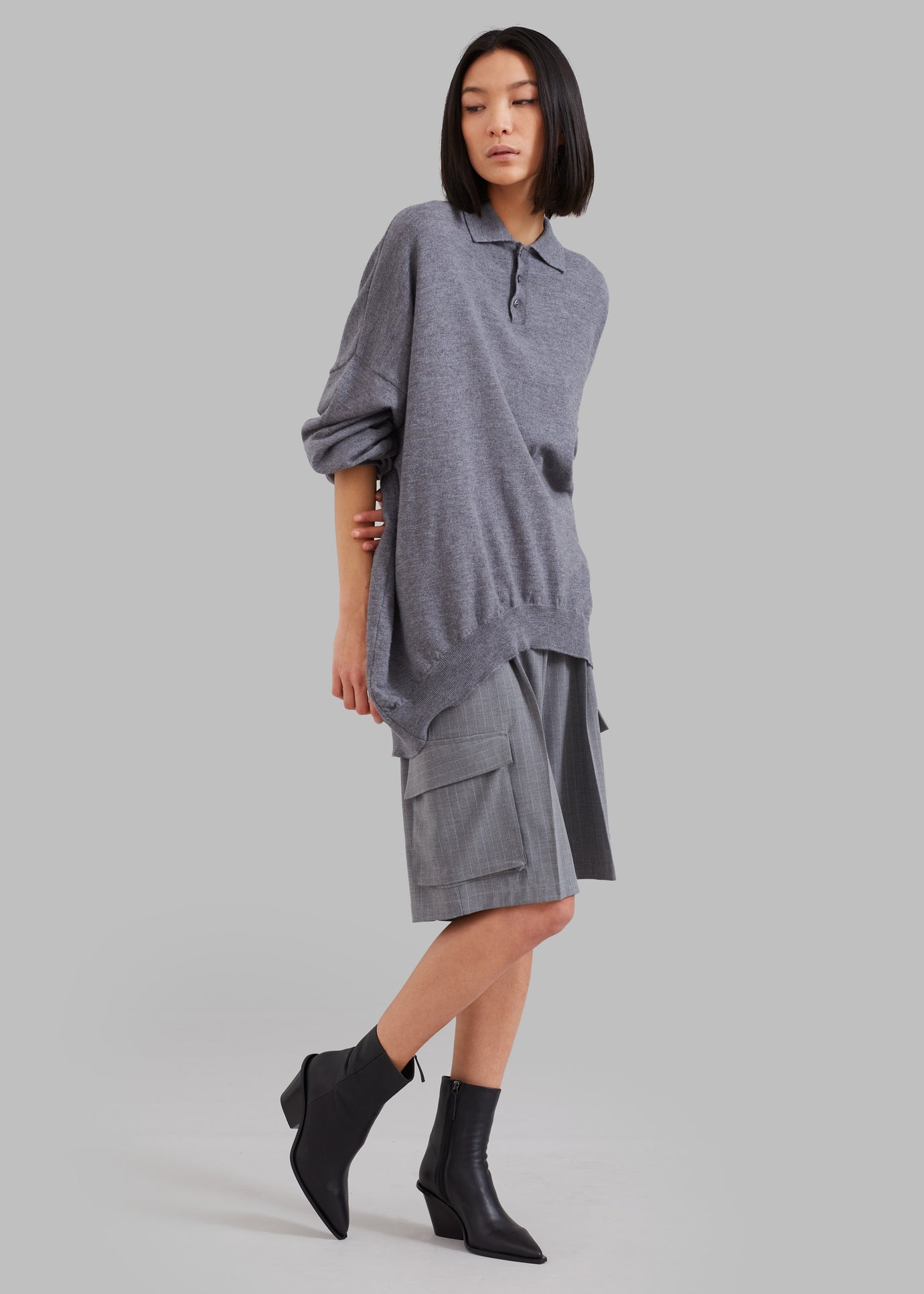 Meriel Polo Sweater - Grey
