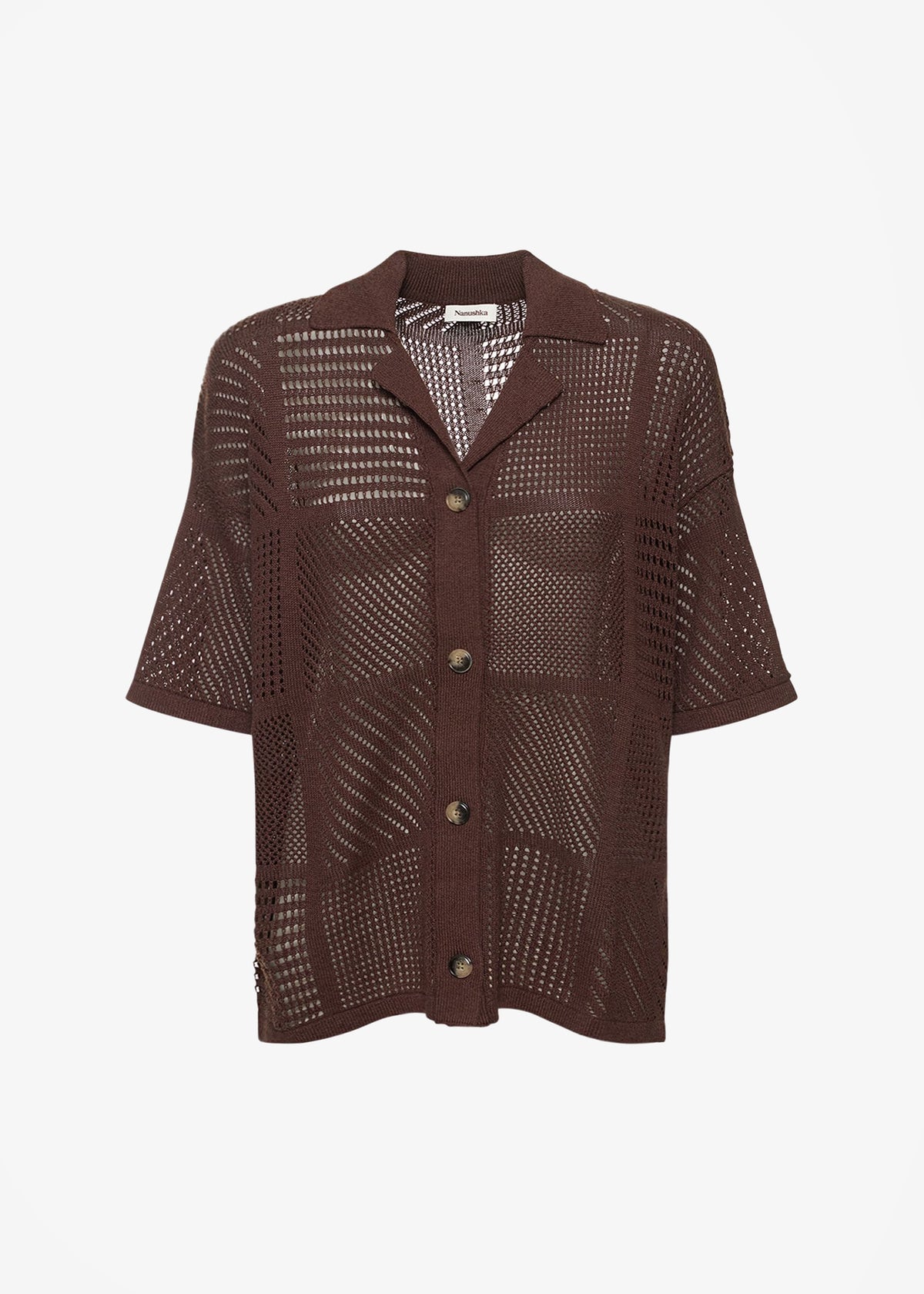 Nanushka Talissa Knitted Crochet Shirt - Coffee Bean – The Frankie 