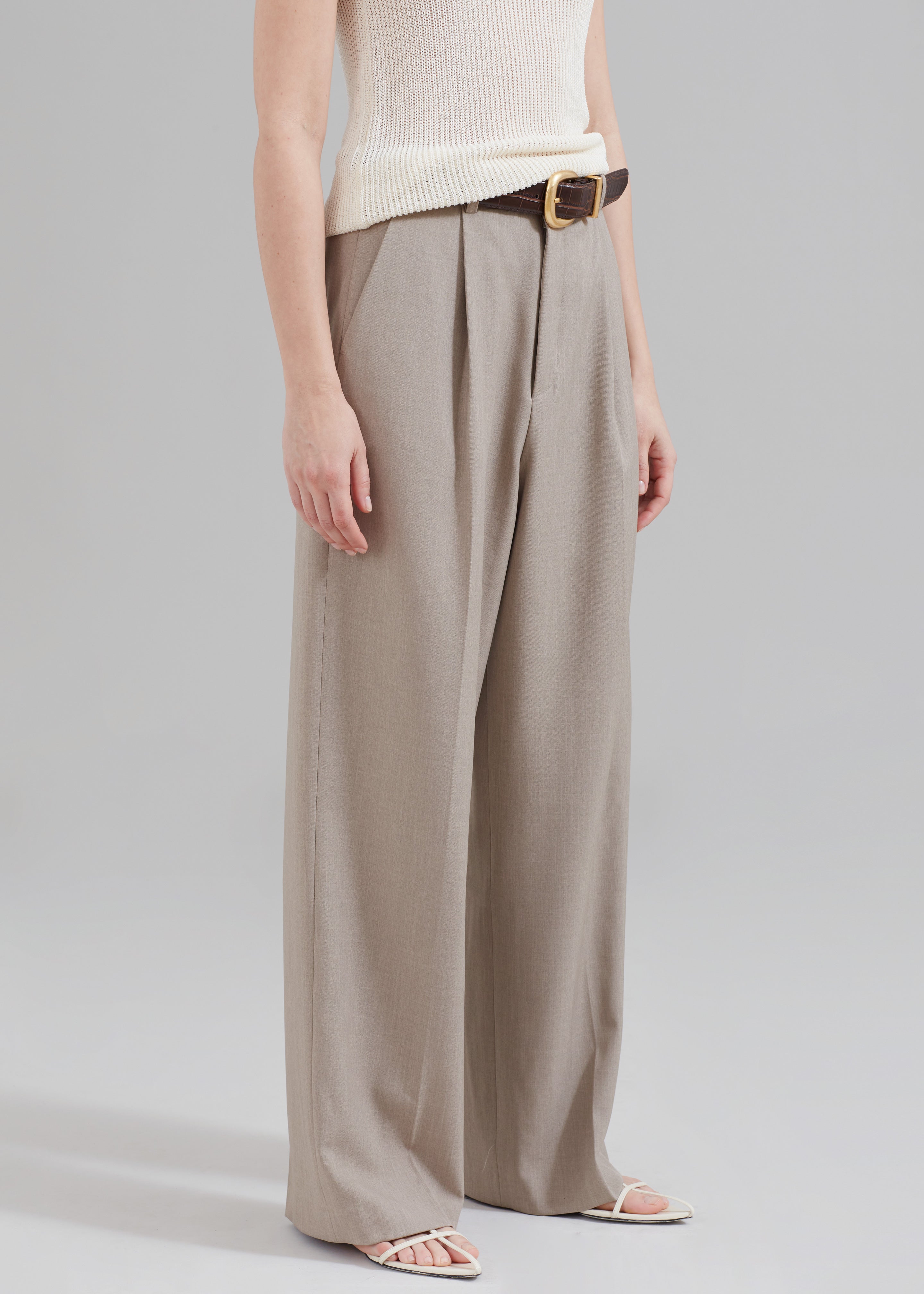 Linen Textured Pants Taupe - Alhambra | Women's Clothing Boutique, Seattle