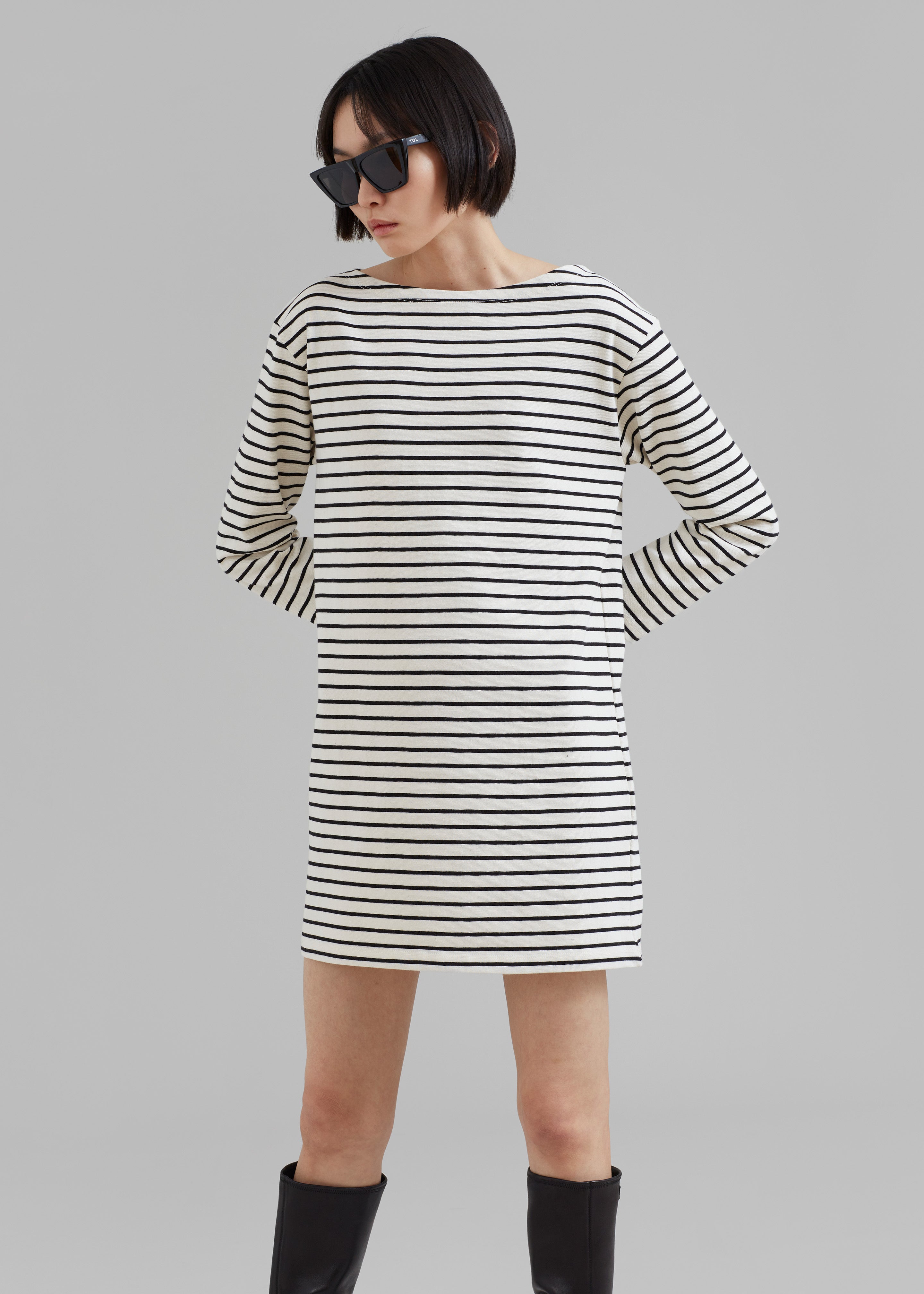 Nino Mini Dress - Black Stripe - 6