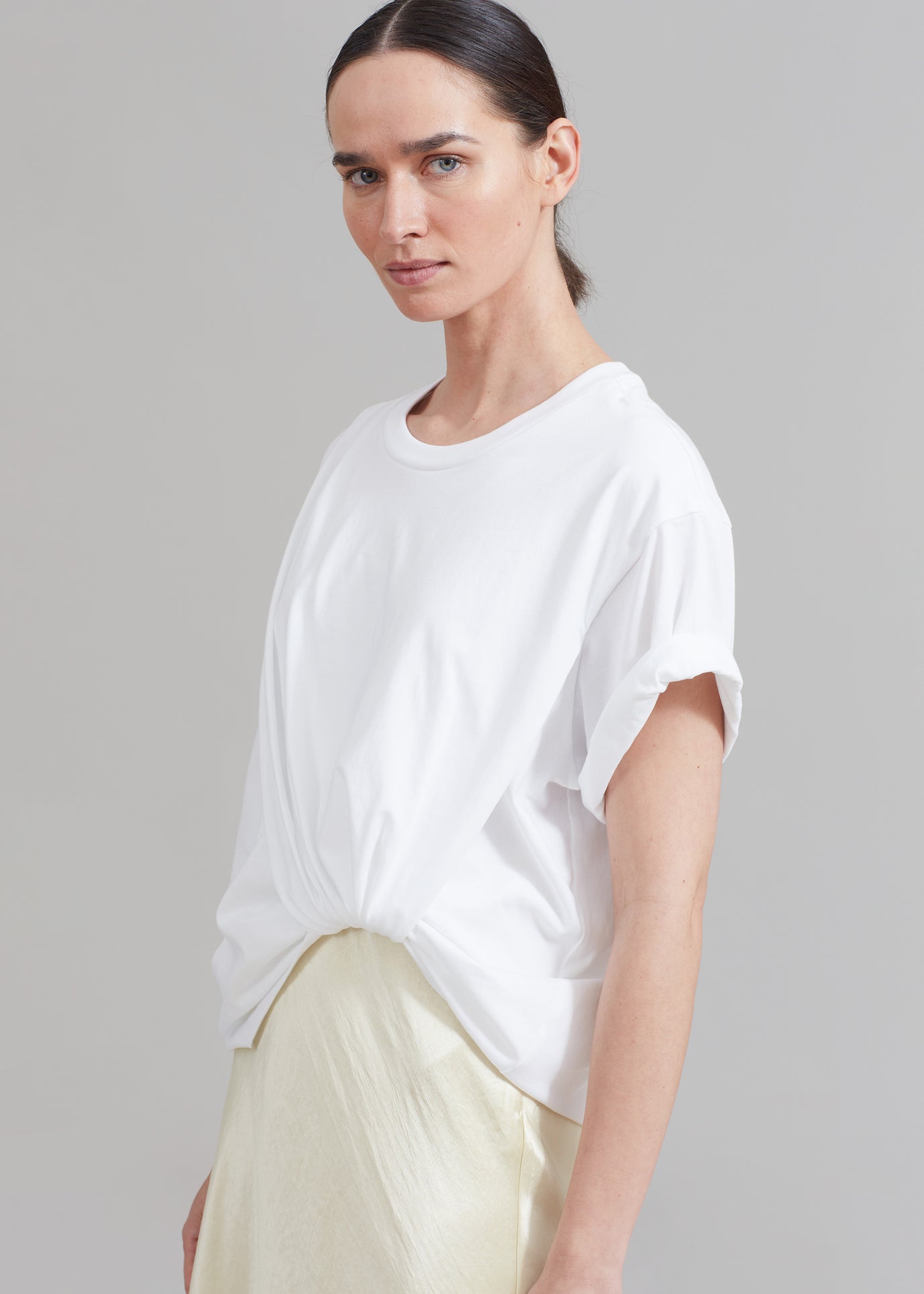 3.1 Phillip Lim Draped T-Shirt Slip Combo Dress - White-Butter Multi - 1