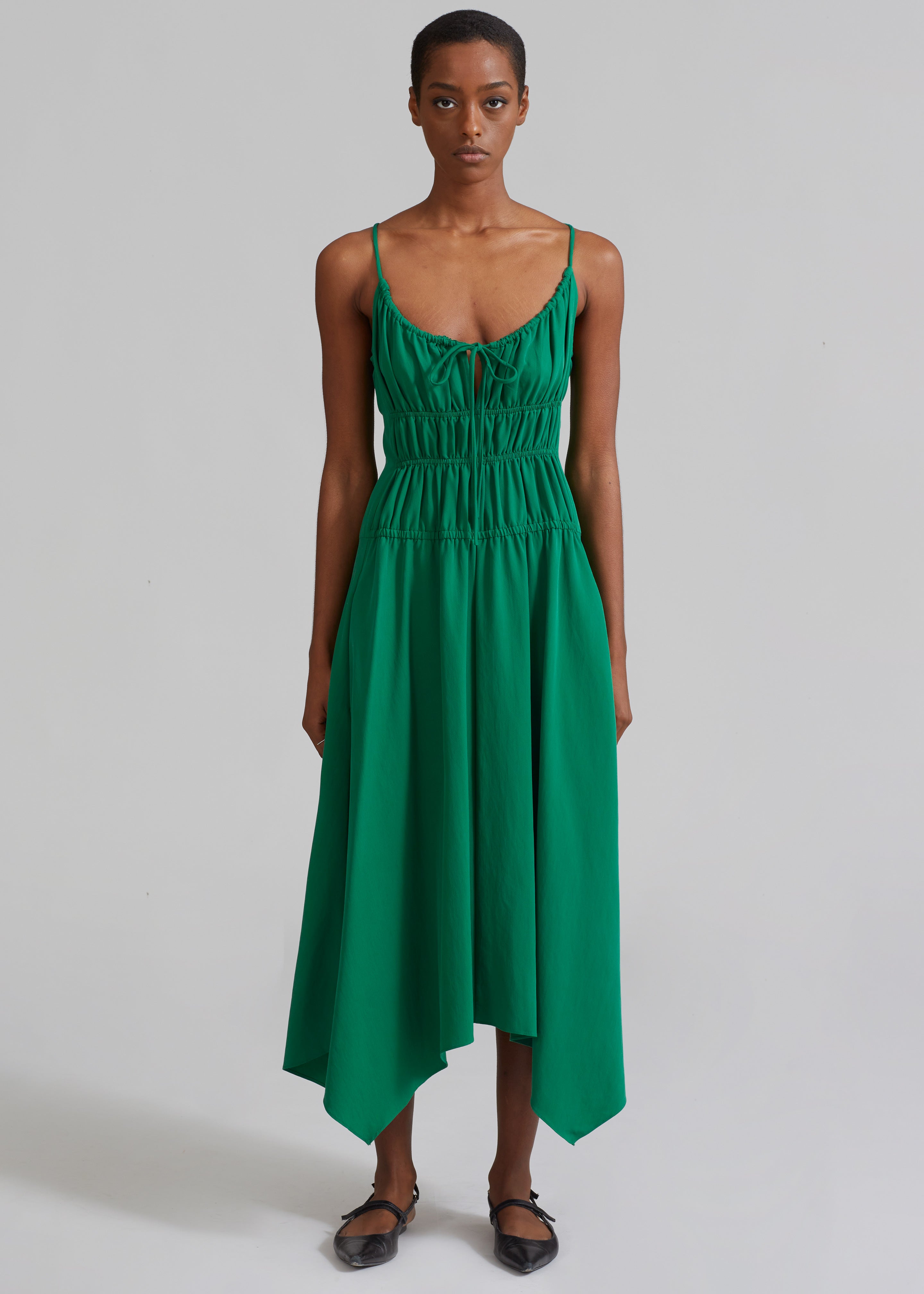Proenza Schouler White Label Drapey Suiting Ruched Dress - Green - 8