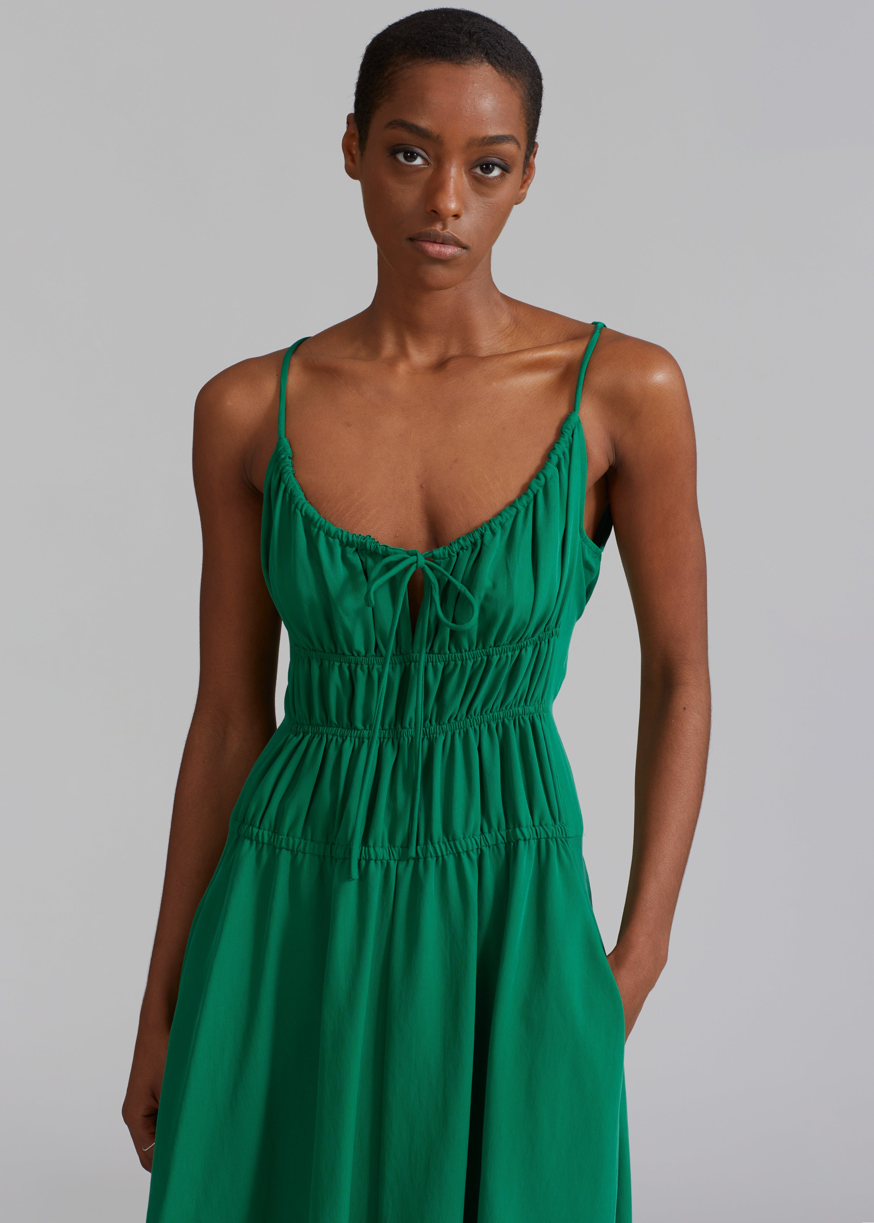 Proenza Schouler White Label Drapey Suiting Ruched Dress - Green - 2
