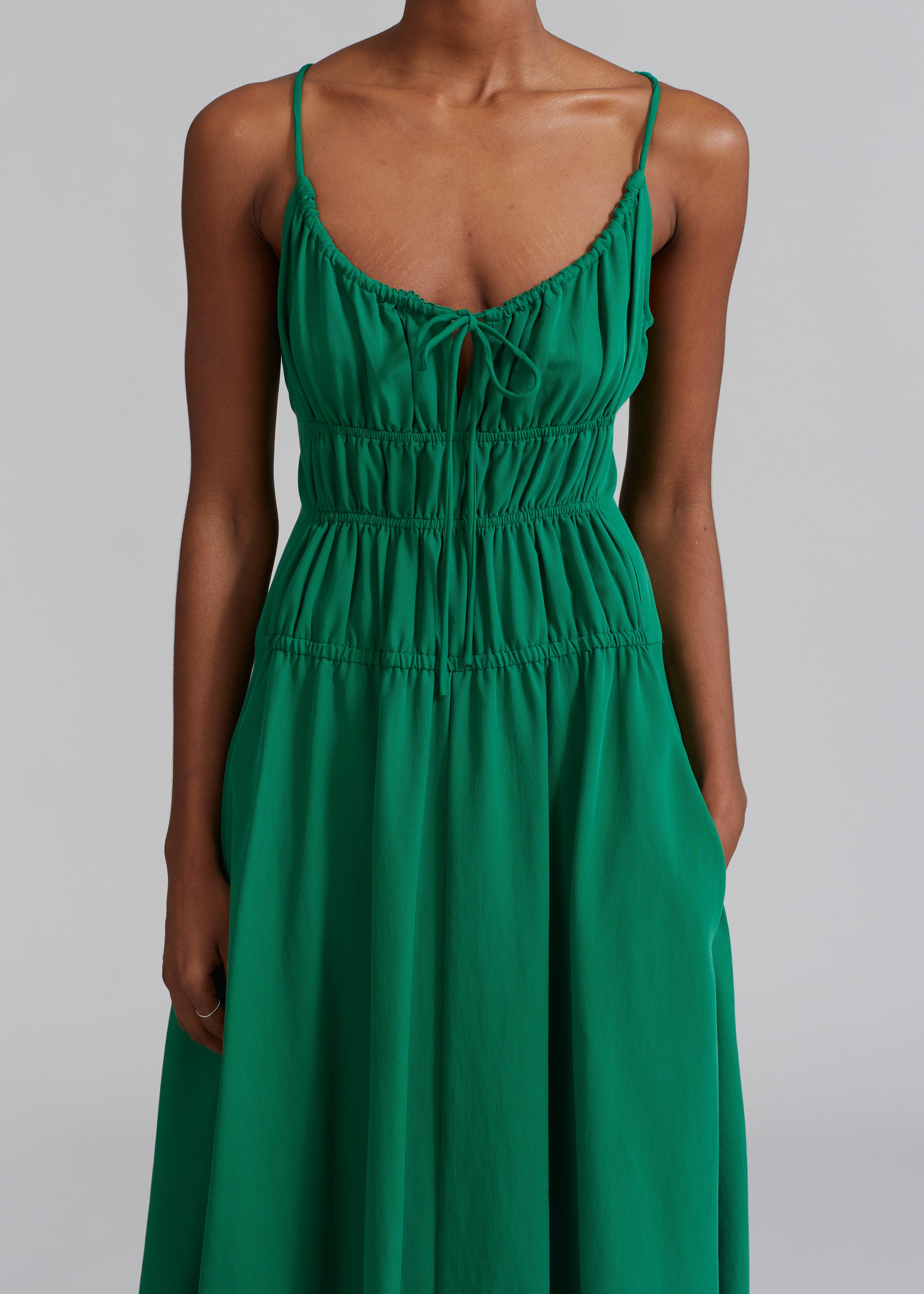 Proenza Schouler White Label Drapey Suiting Ruched Dress Green