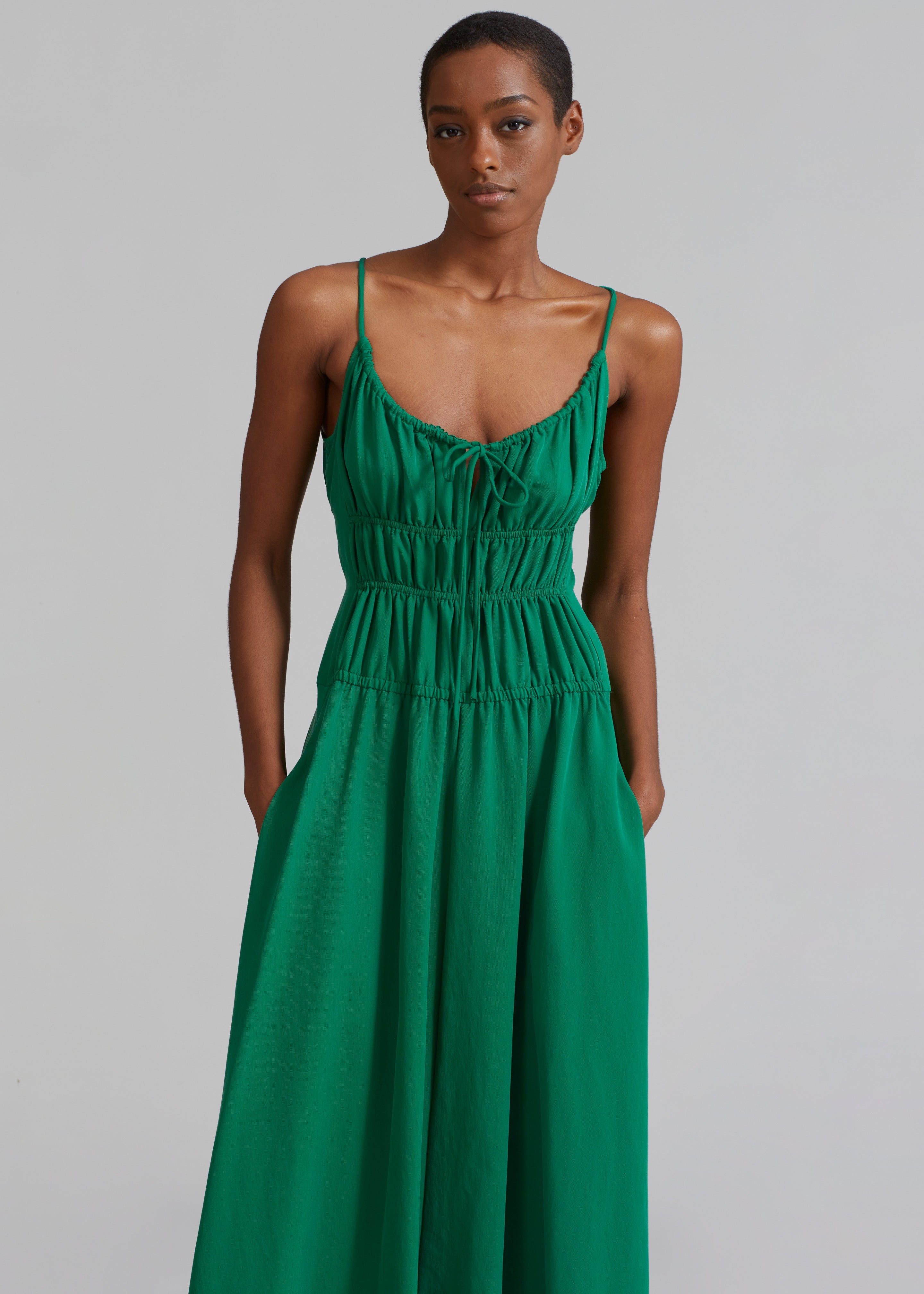 Proenza Schouler White Label Drapey Suiting Ruched Dress Green