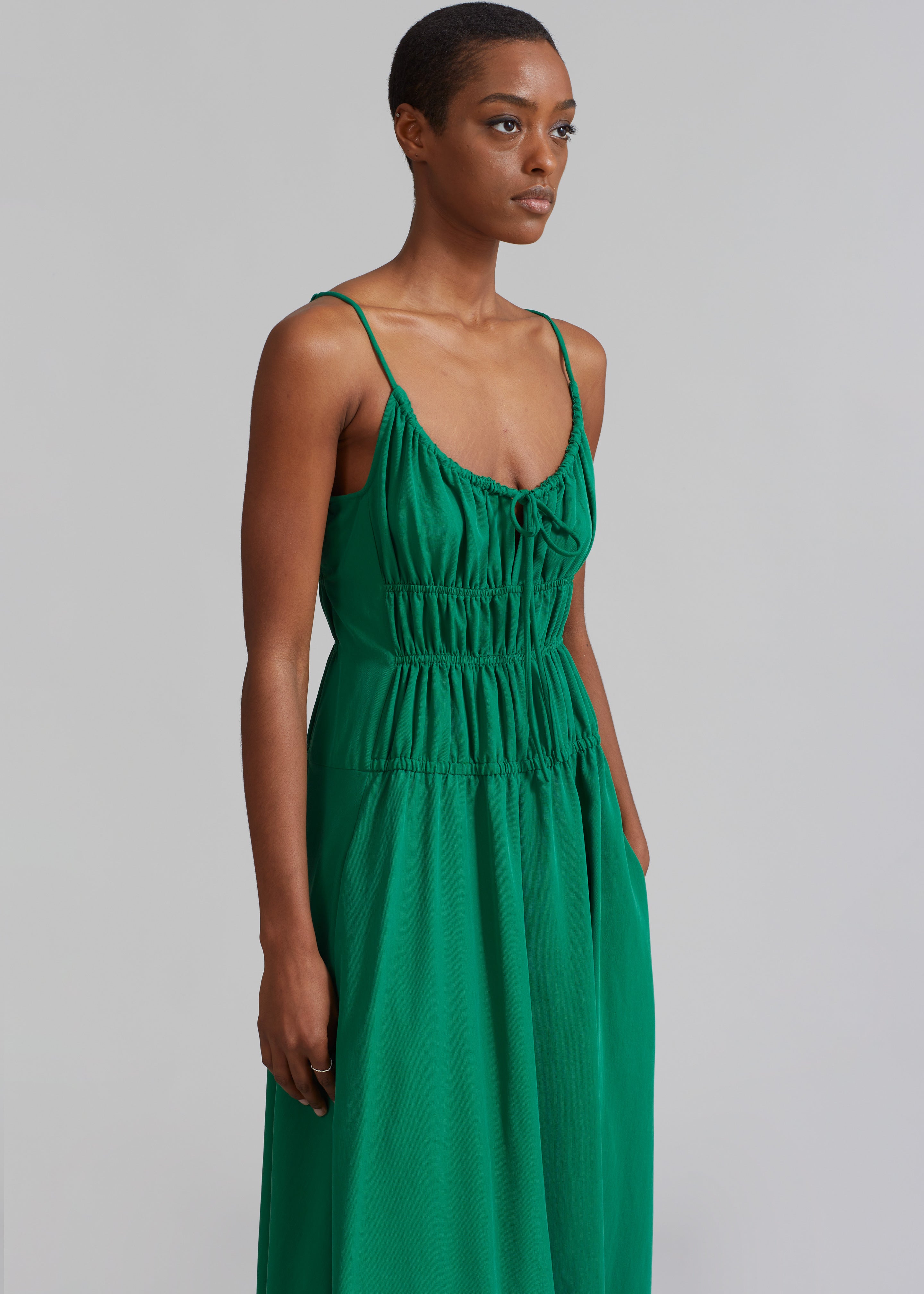 Proenza Schouler White Label Drapey Suiting Ruched Dress - Green - 6