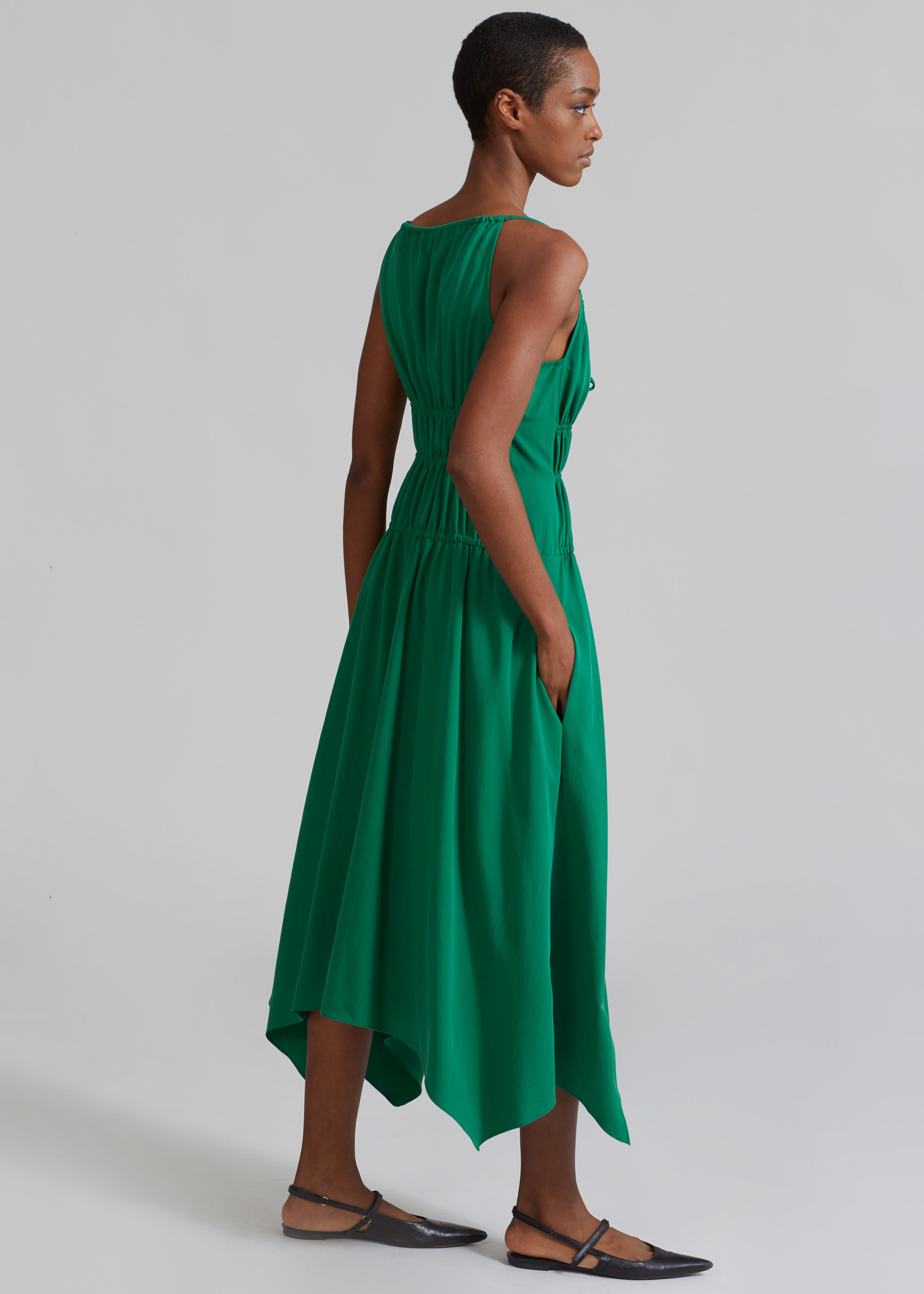 Proenza Schouler White Label Drapey Suiting Ruched Dress Green