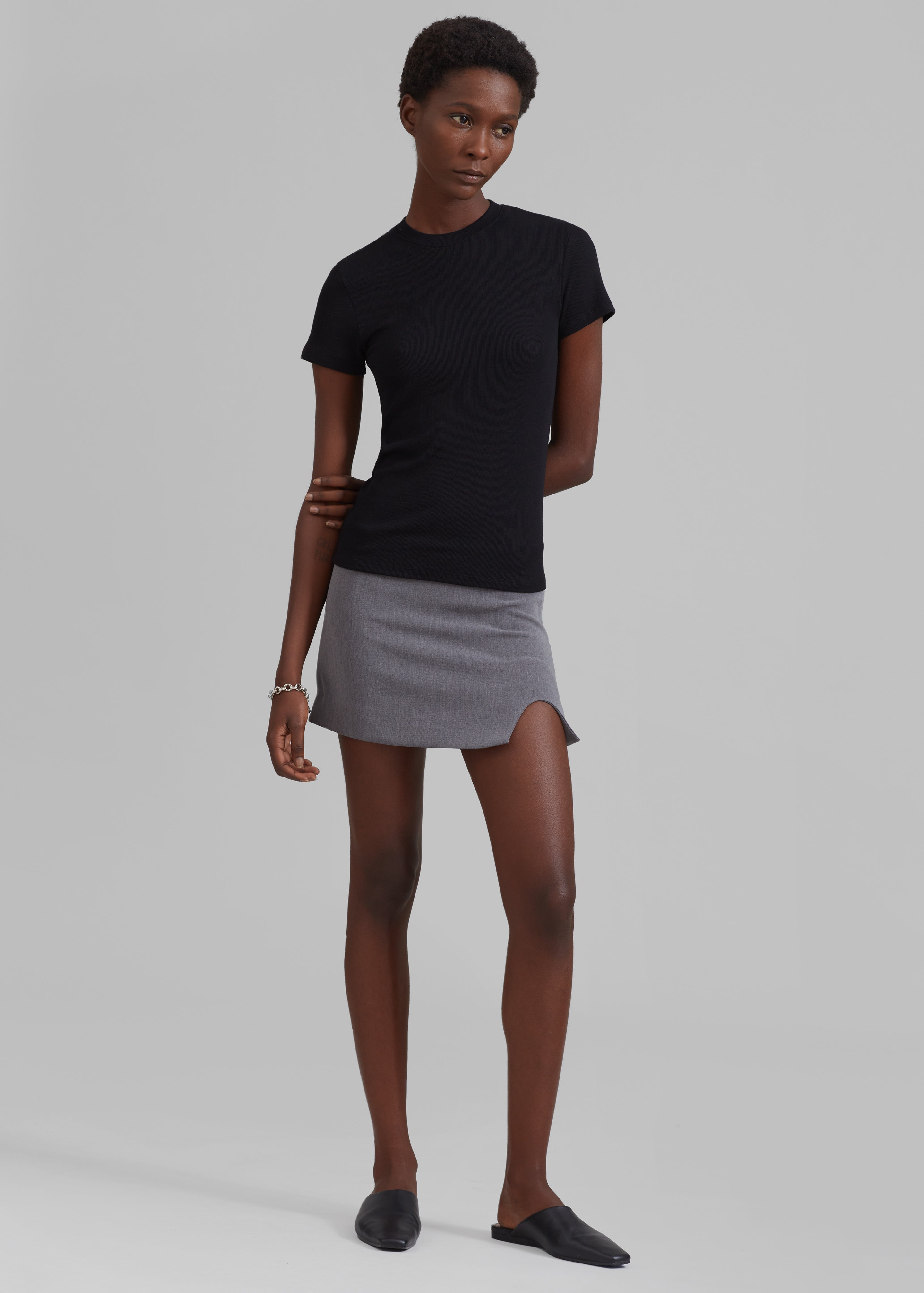 Chester Mini Slit Skirt - Grey - 6