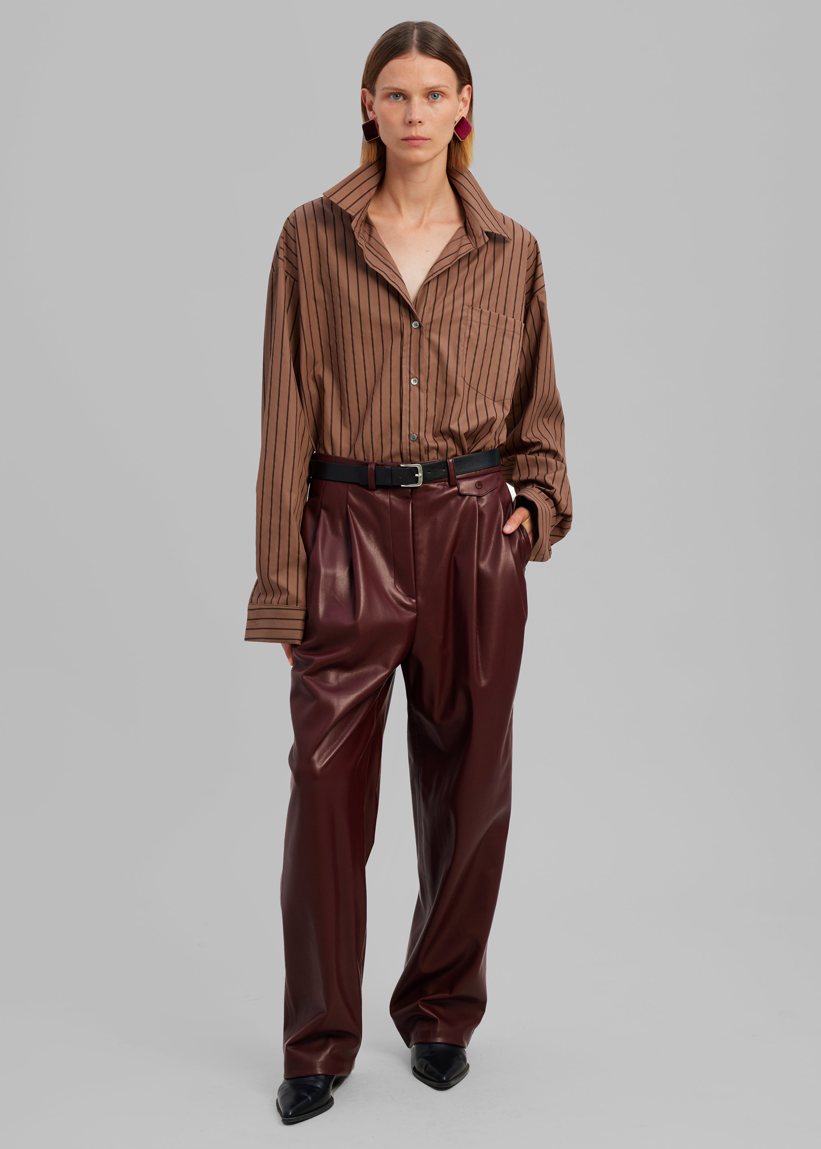 Pernille Faux Leather Pants - Burgundy - 6