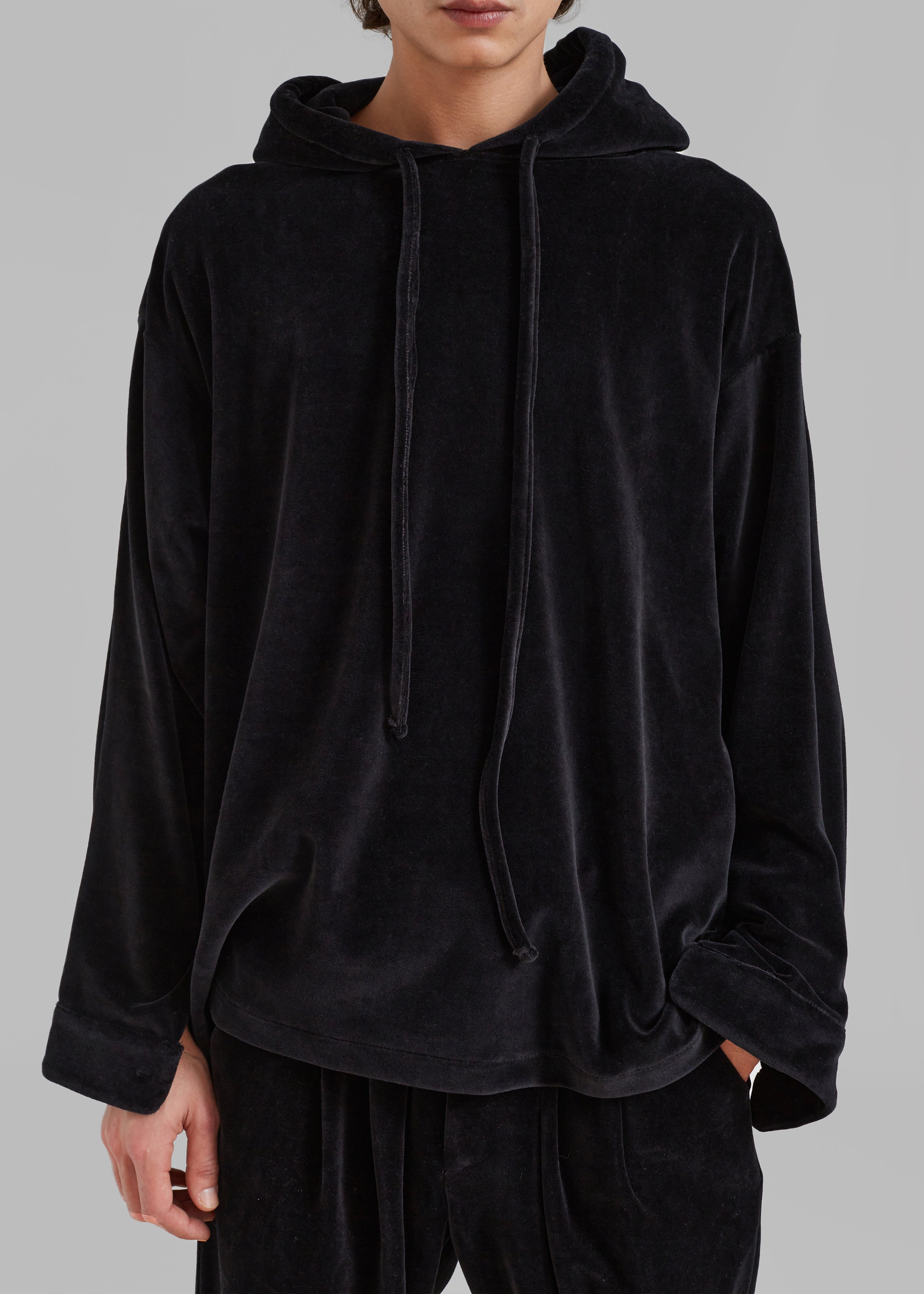 Pierre Velvet Hoodie - Black