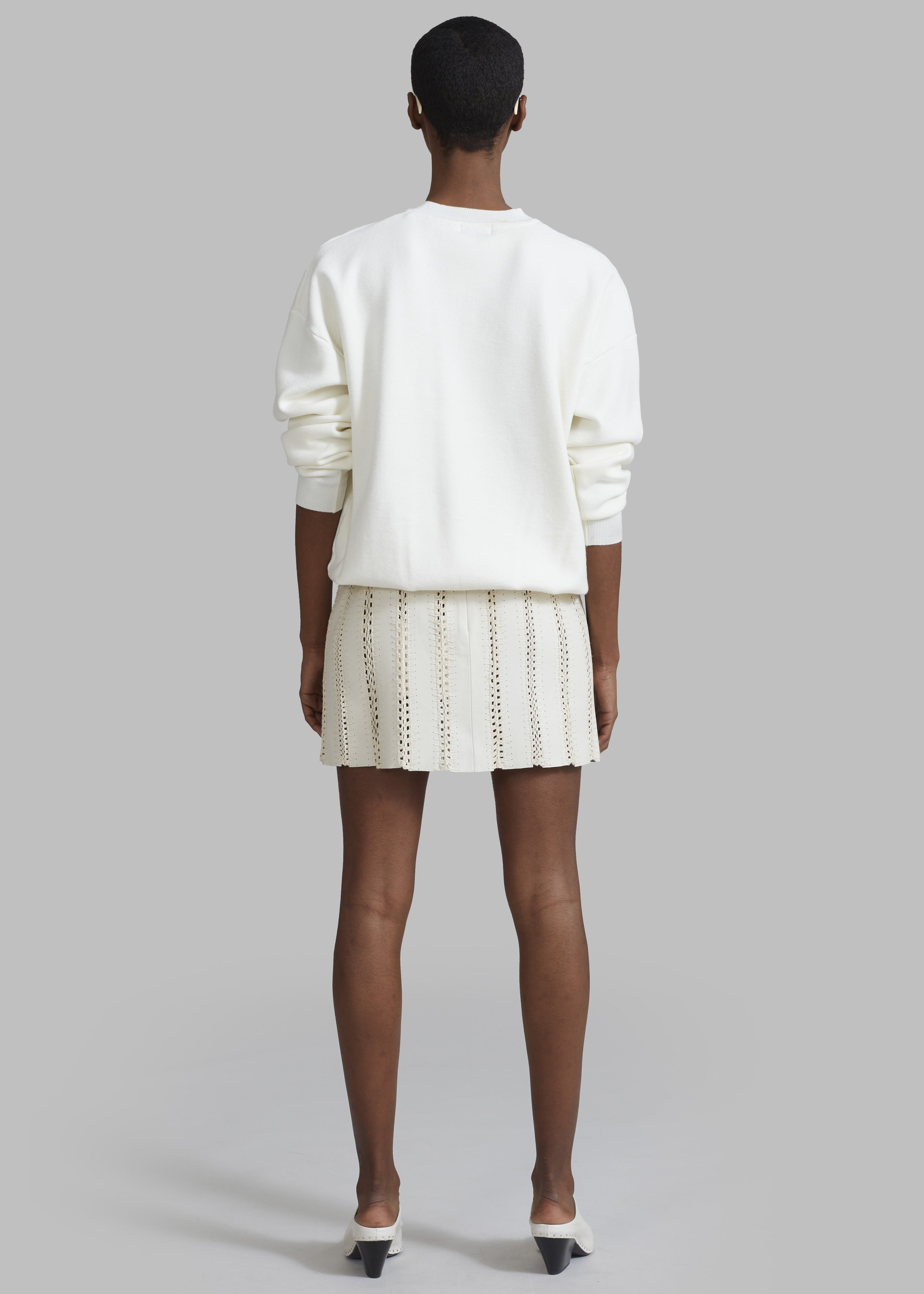 REMAIN Leather Crochet Mini Skirt - Egret - 5