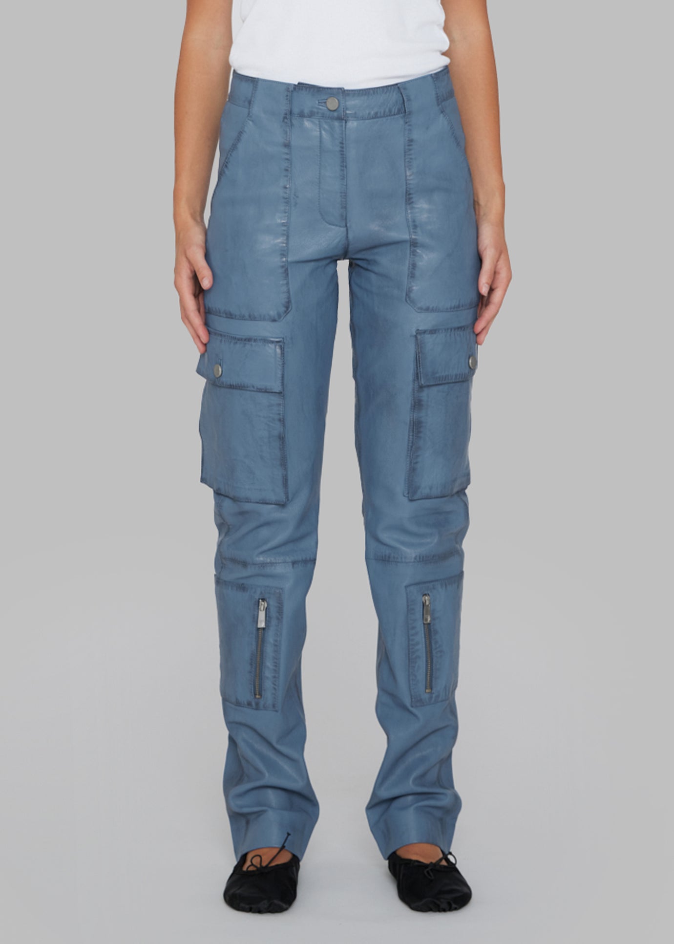 REMAIN Leather Fitted Pants - Coronet Blue
