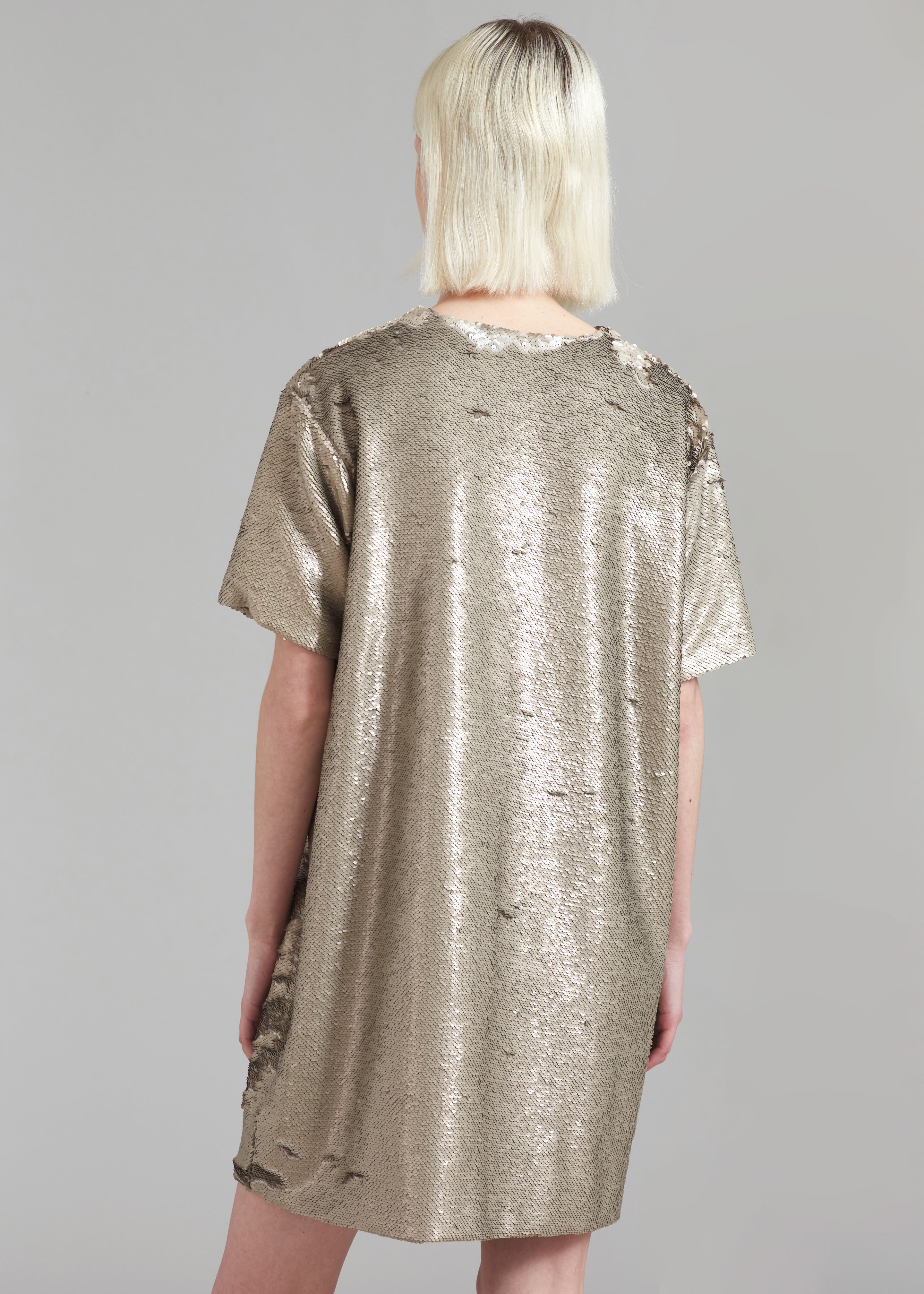 Riley Sequins Tee Mini Dress - Bronze - 7