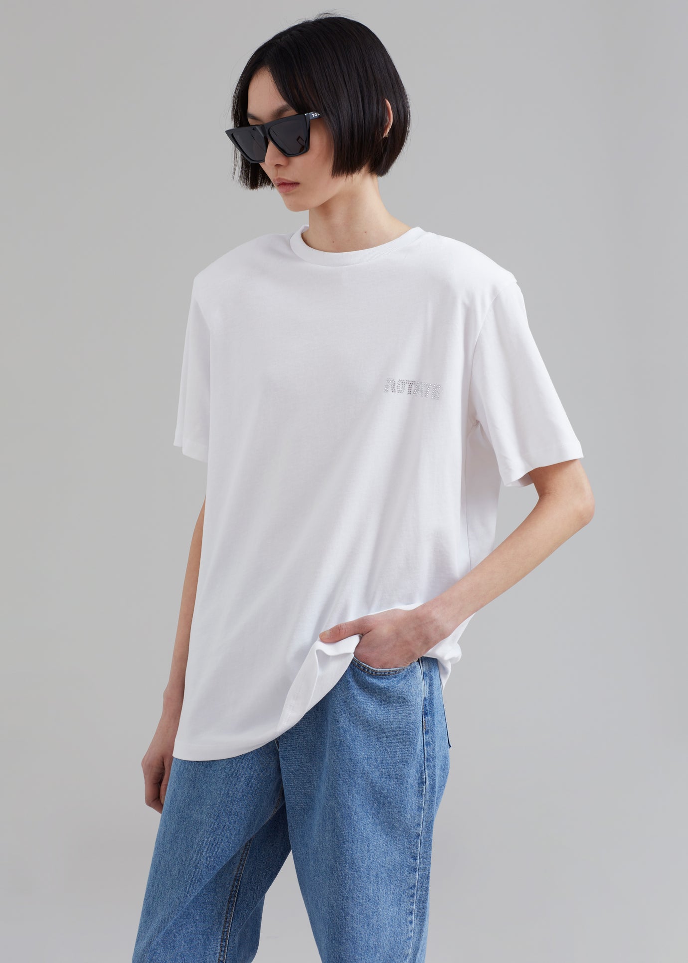 ROTATE Boxy Lasercut T-Shirt - Bright White