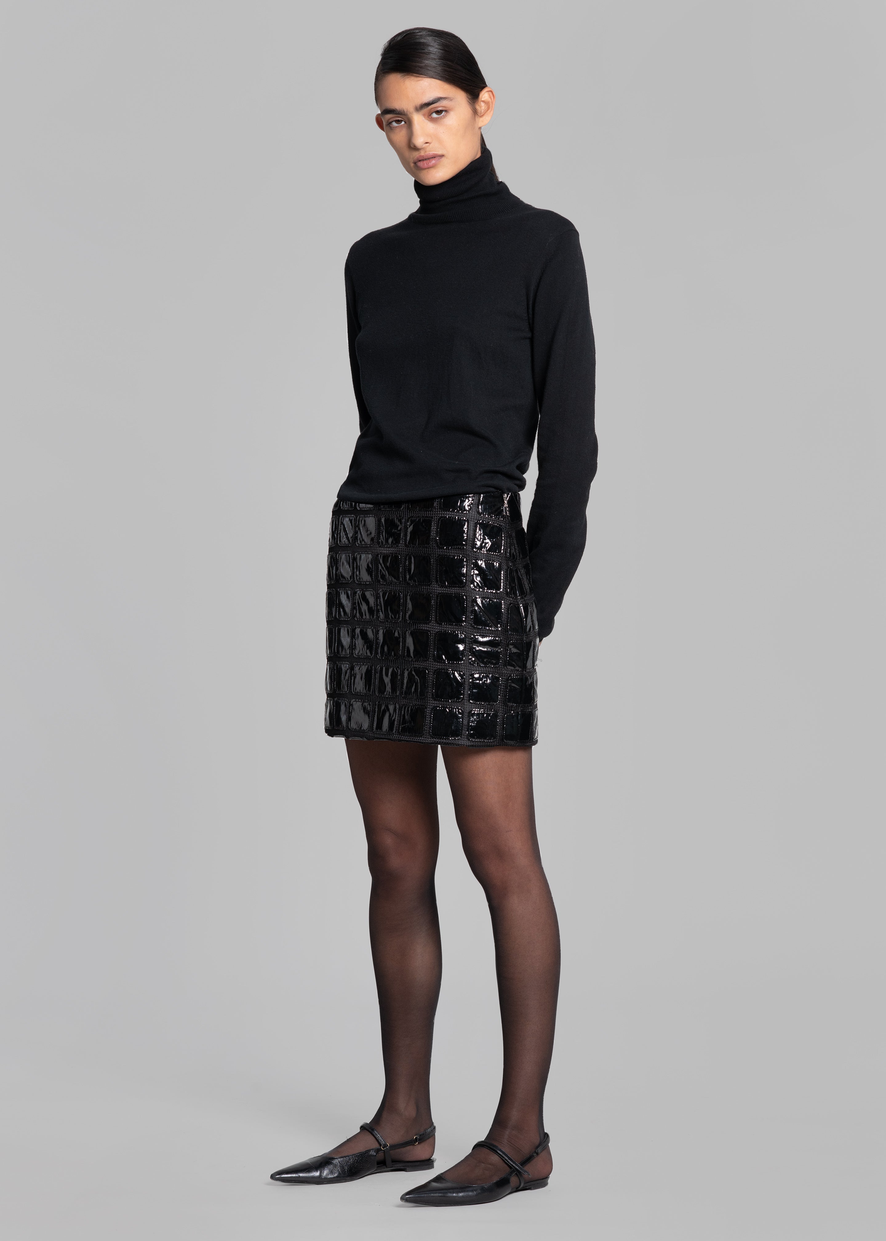 ROTATE PU High-Waisted Mini Skirt - Black - 3