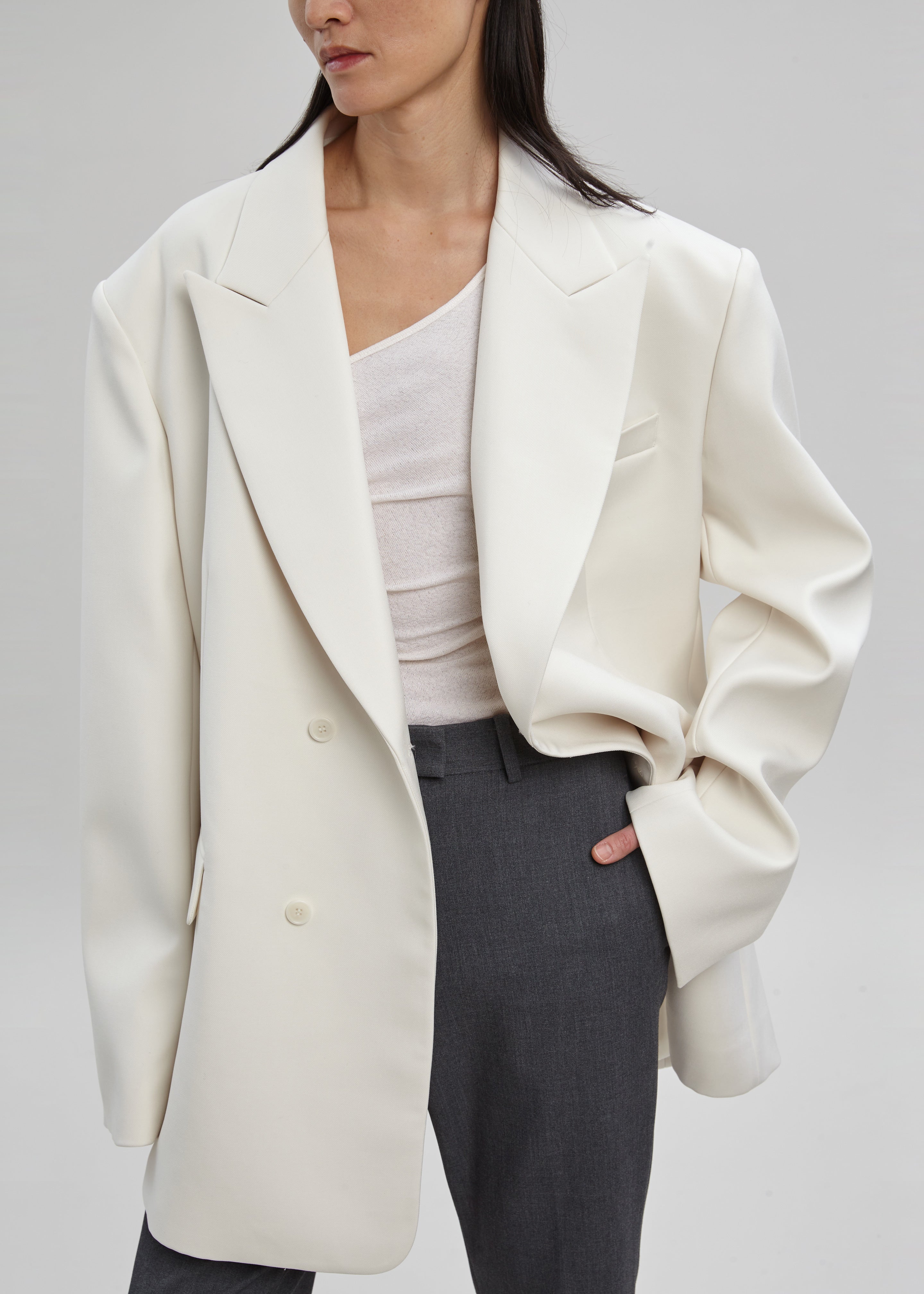 Sadie Oversized Double Breasted Blazer - Cream – The Frankie Shop