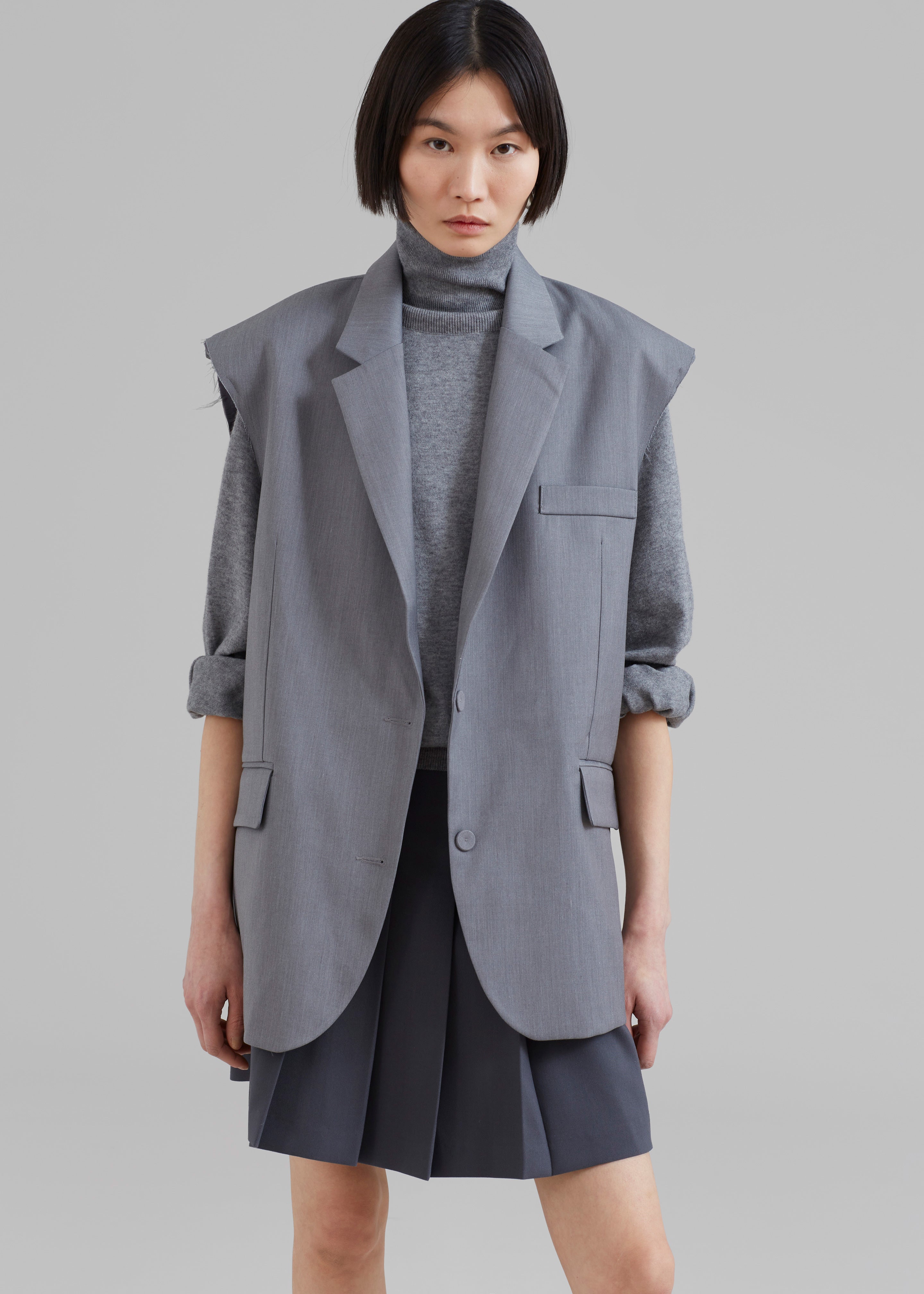 Senol Blazer Vest - Grey – The Frankie Shop