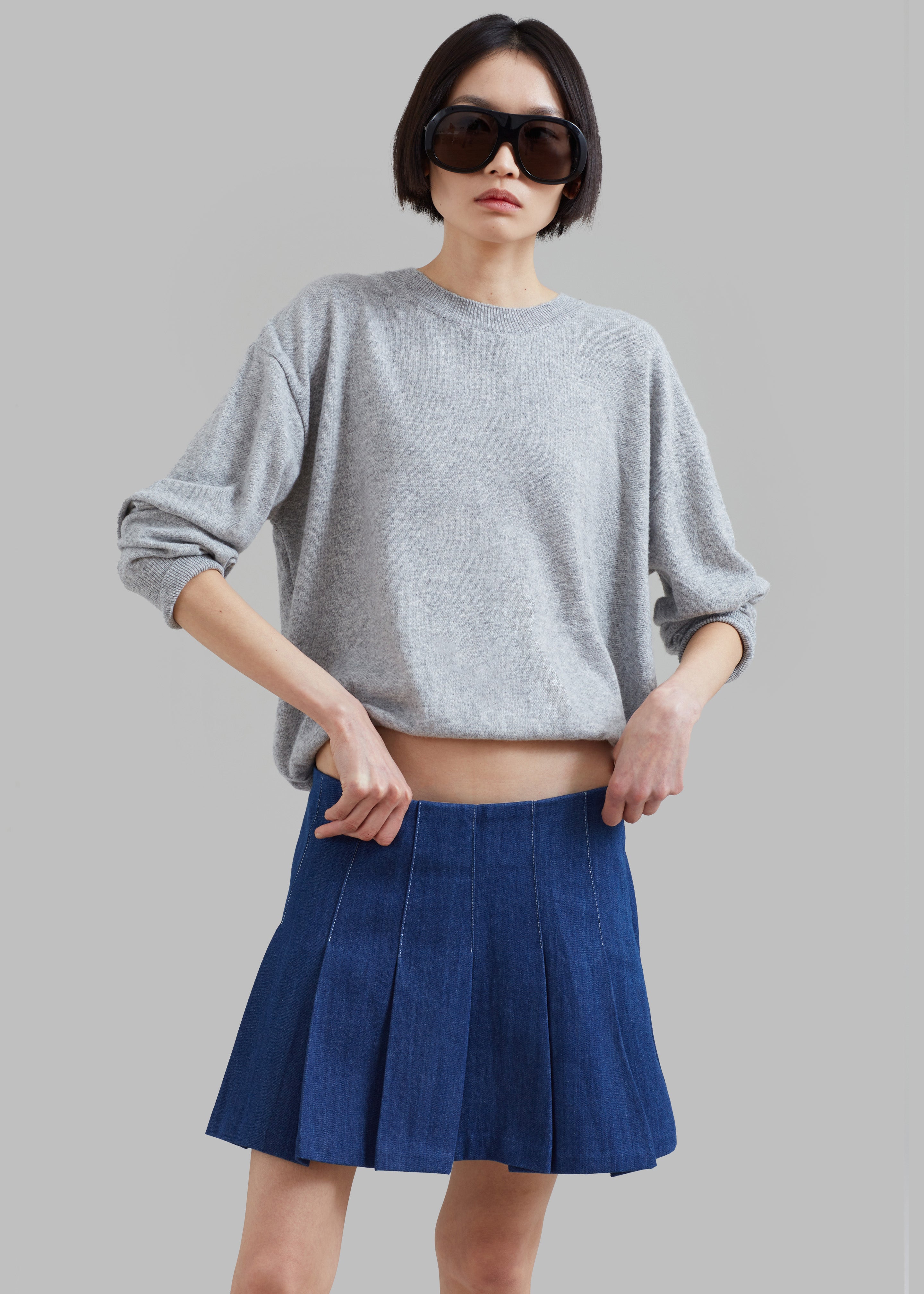 Pleated denim skirt on sale zara