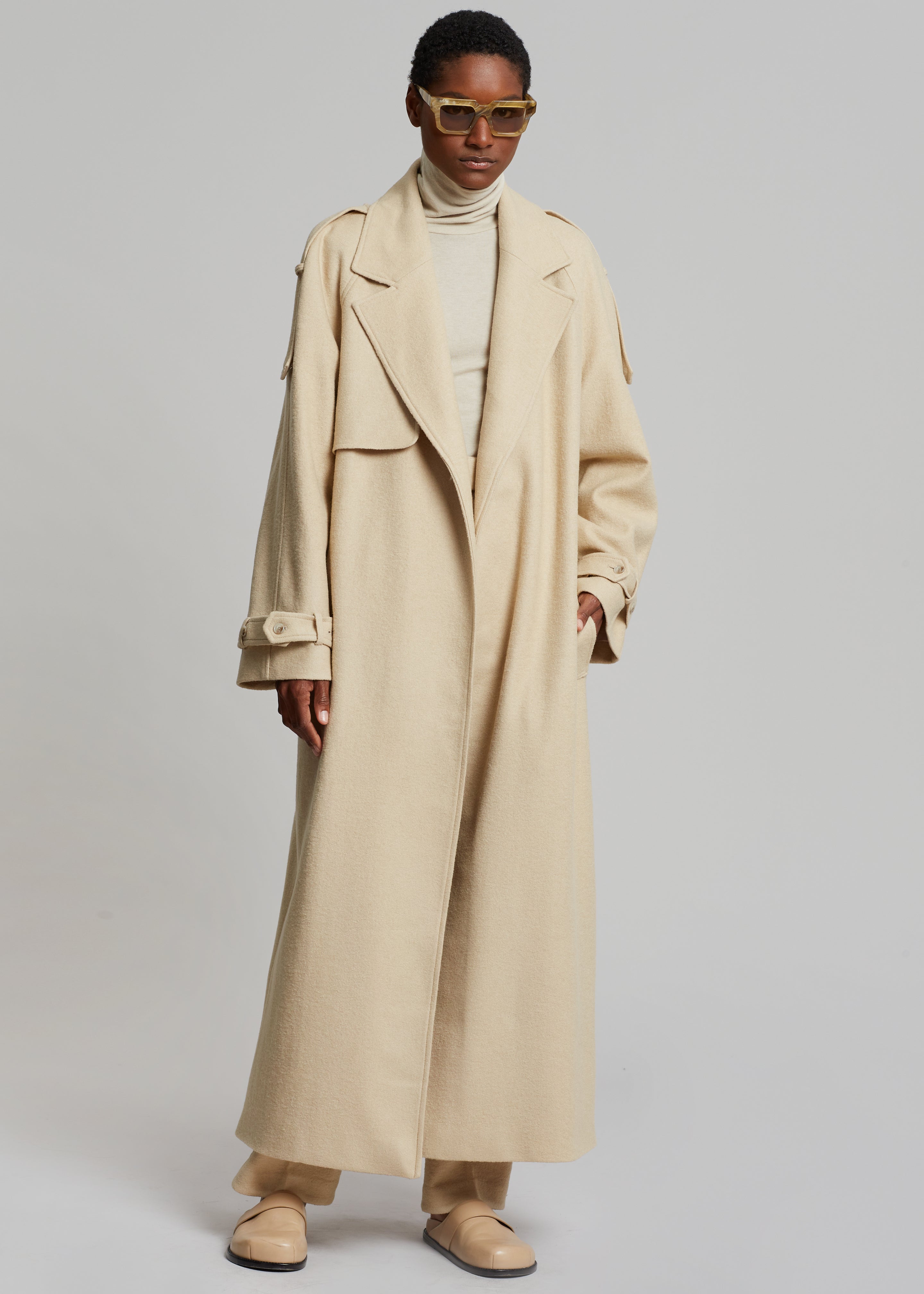 Suzanne Boiled Wool Trench Coat - Beige – The Frankie Shop