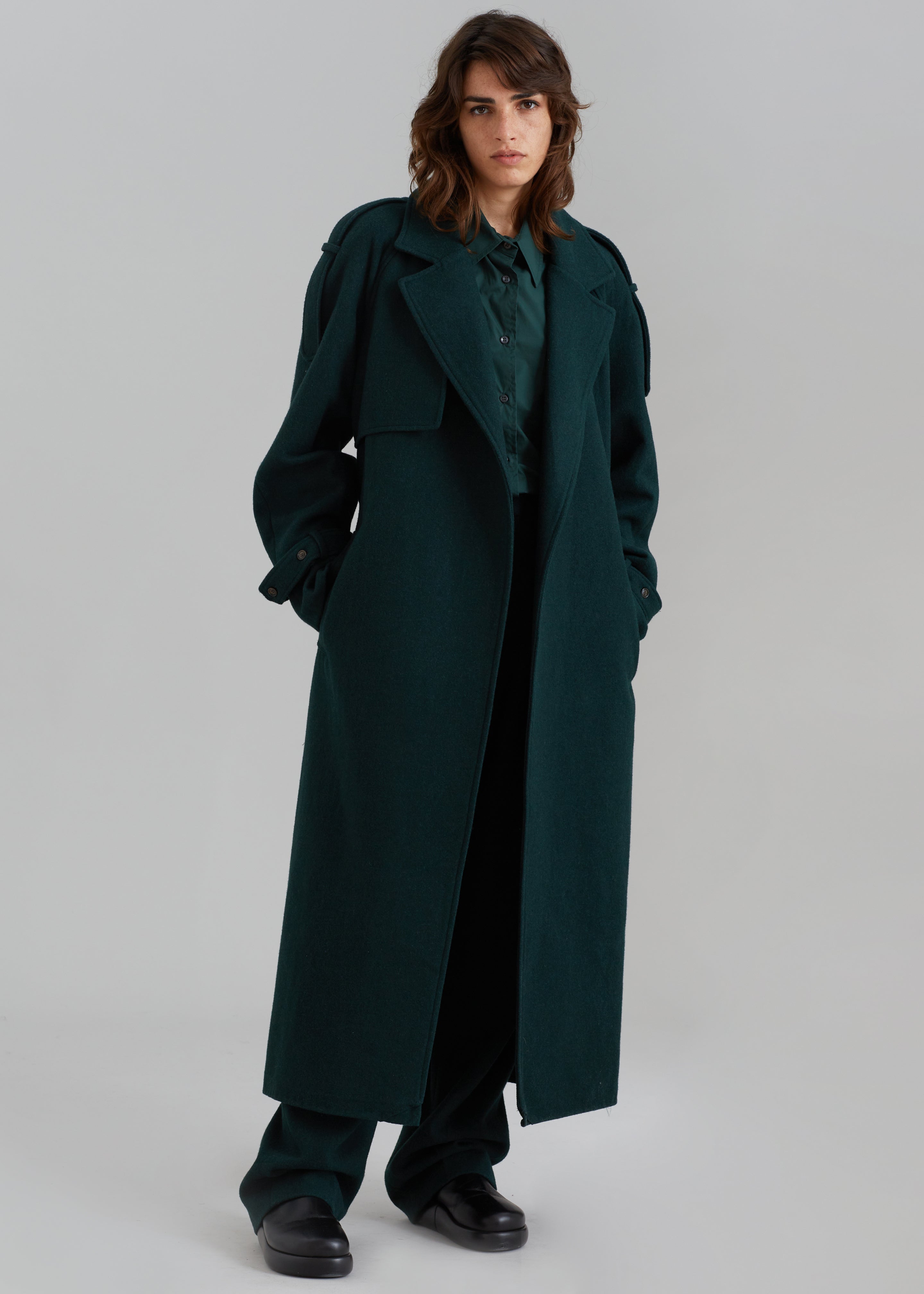 Suzanne Wool Trench Coat - Bottle Green - 8