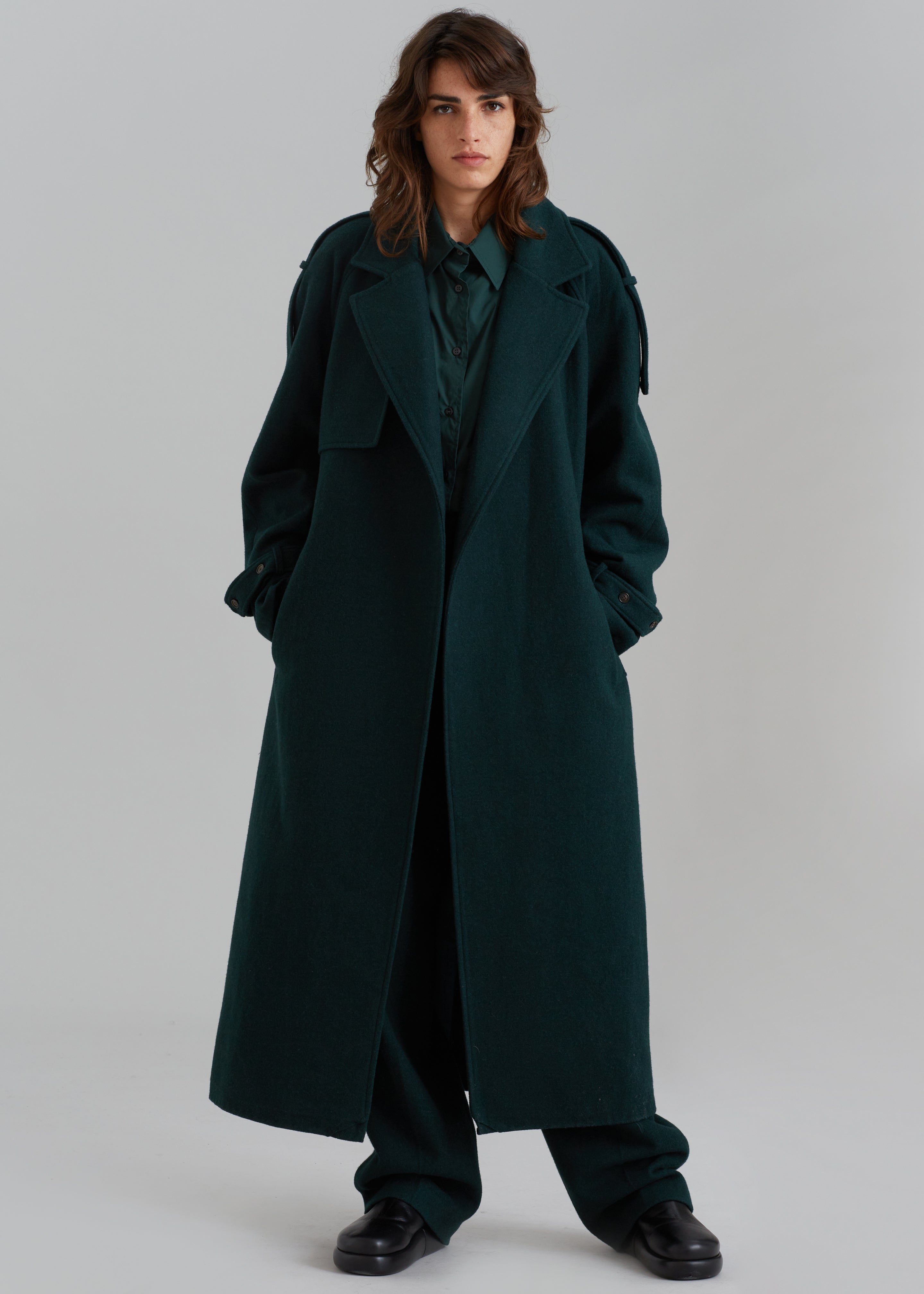 Suzanne Wool Trench Coat - Bottle Green - 10