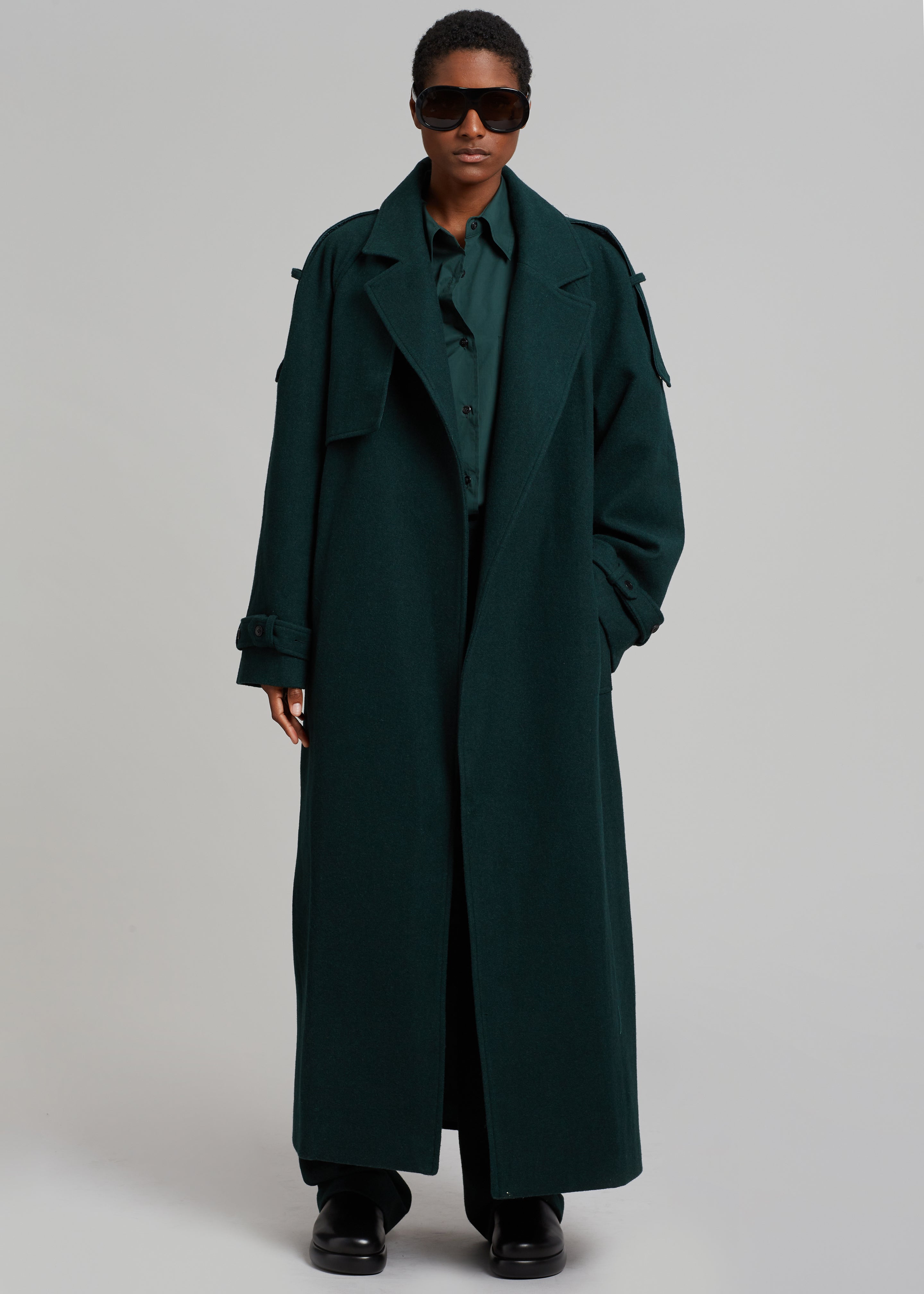Suzanne Wool Trench Coat - Bottle Green - 7