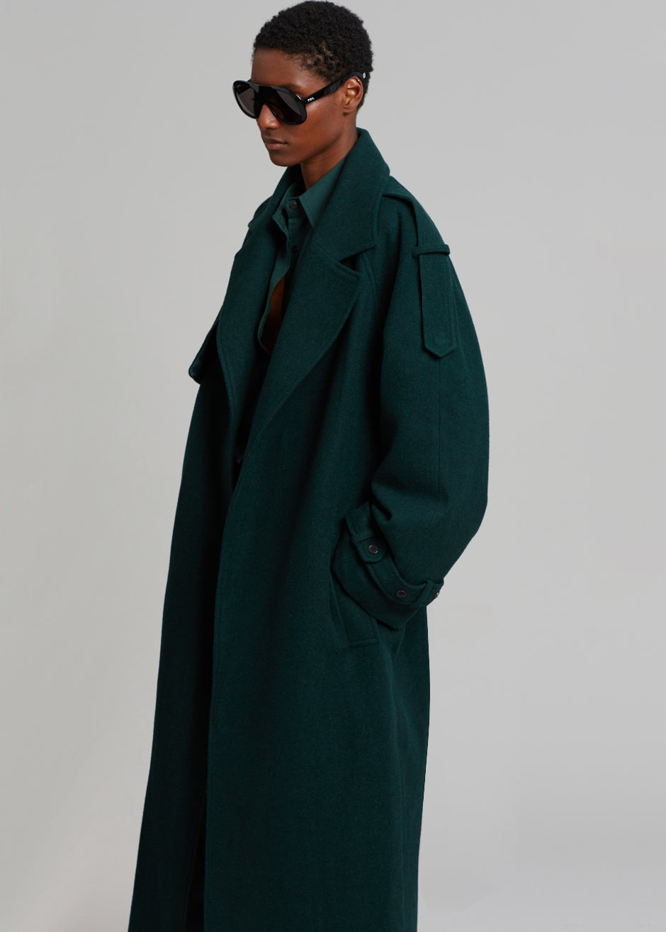 Suzanne Wool Trench Coat - Bottle Green - 6