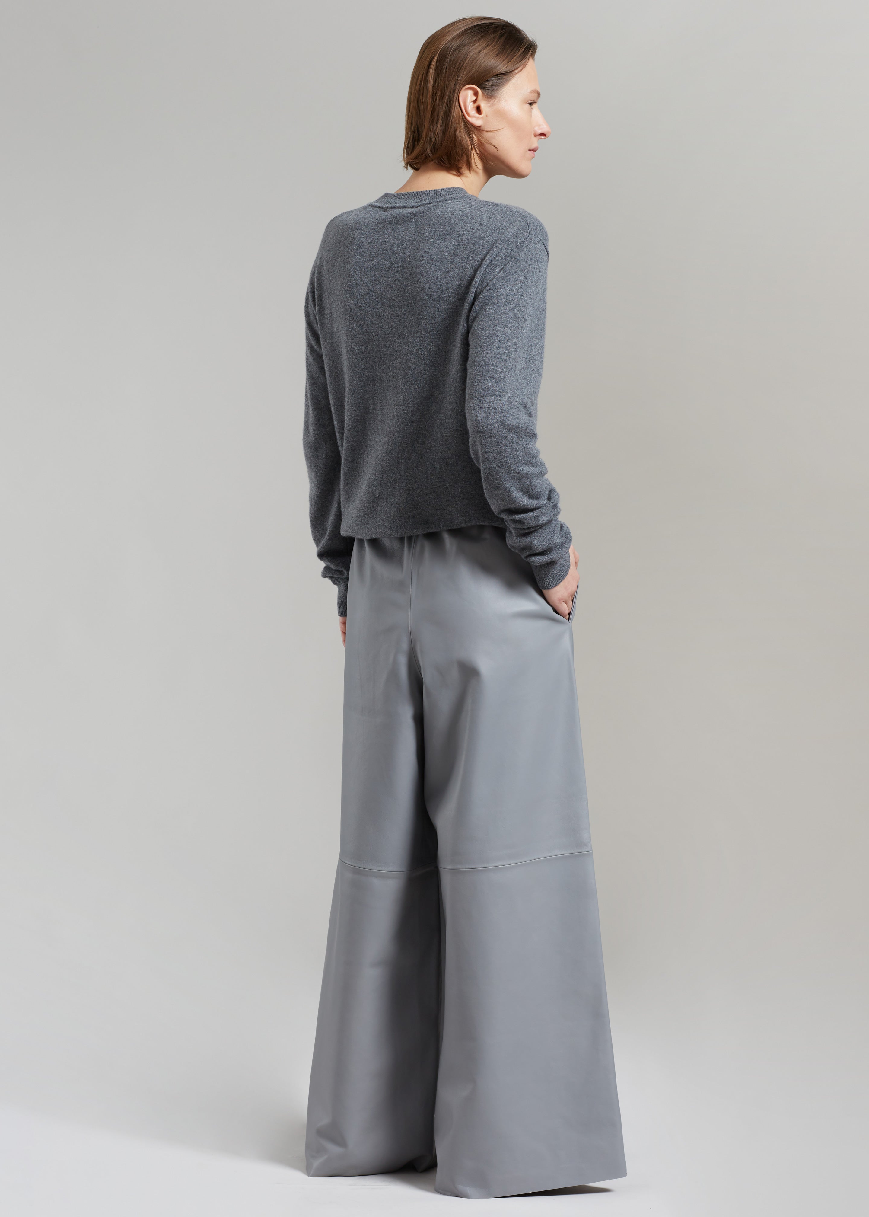 Sydney Wide Leather Pants - Grey - 10