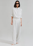 Tansy Satin Pants - White Pinstripe