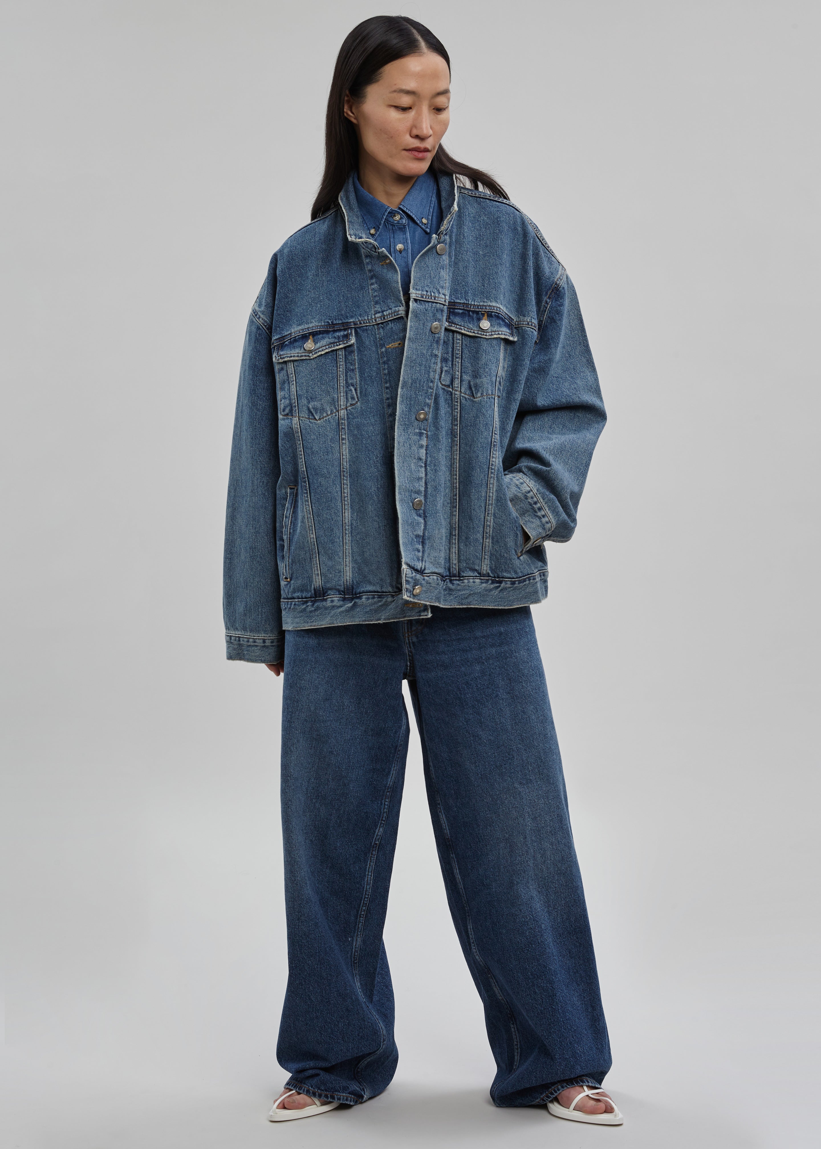 Firetrap Women's Oversized Denim Jacket Denim Mid | The Warehouse