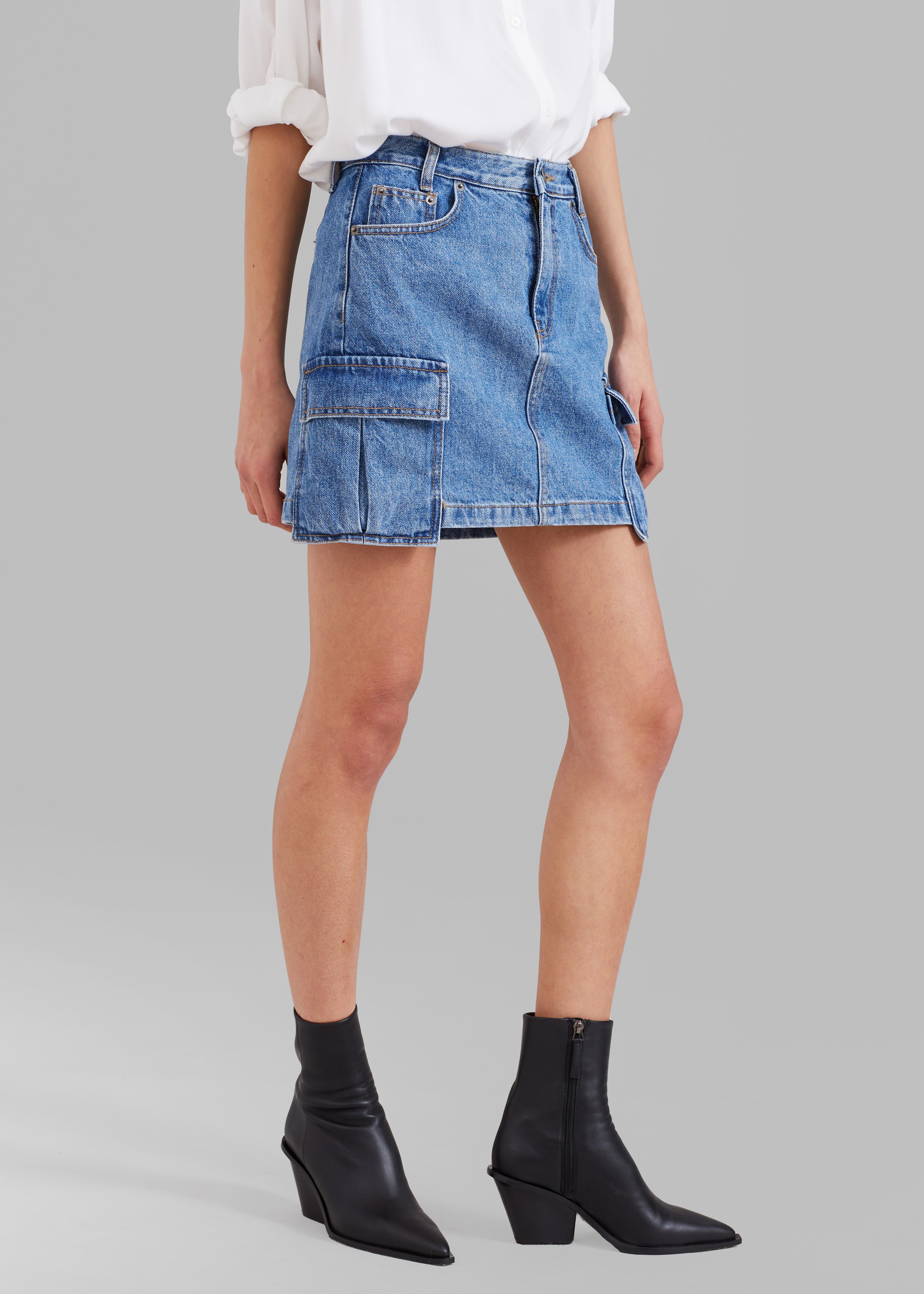 Taylor Denim Cargo Skirt - Medium Wash – The Frankie Shop