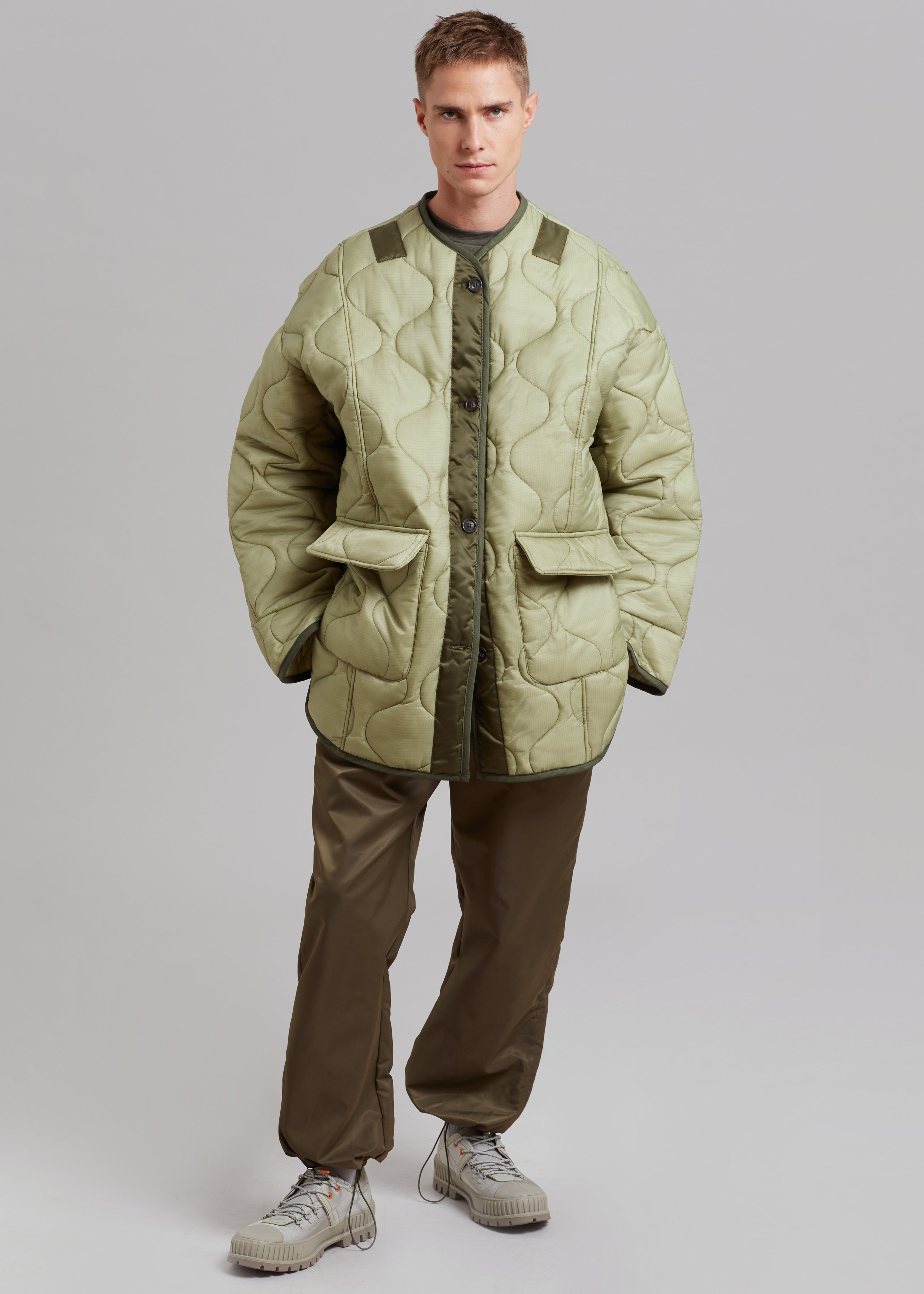 Ted Quilted Jacket - Moss Green - 1