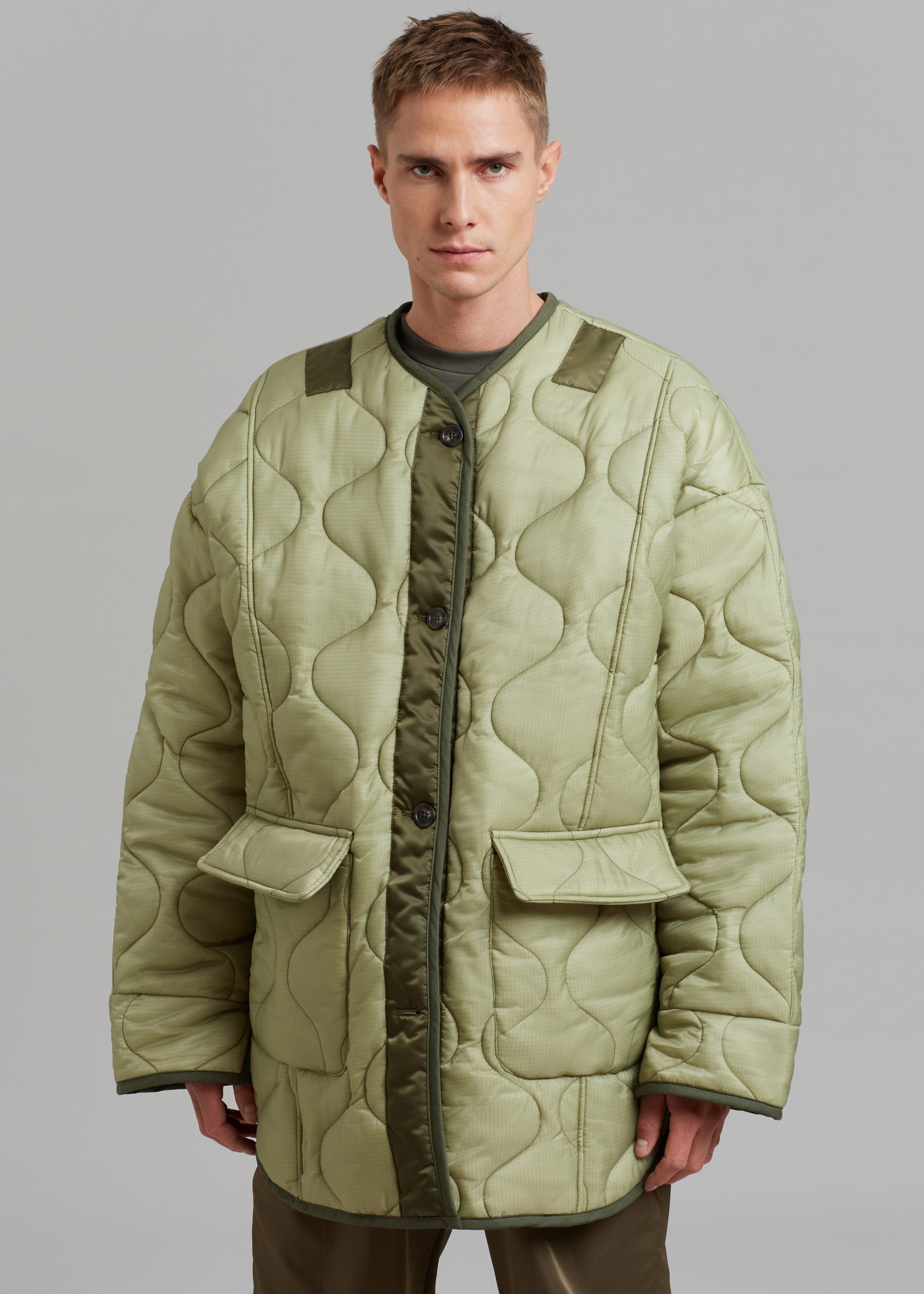 Ted Quilted Jacket - Moss Green - 3
