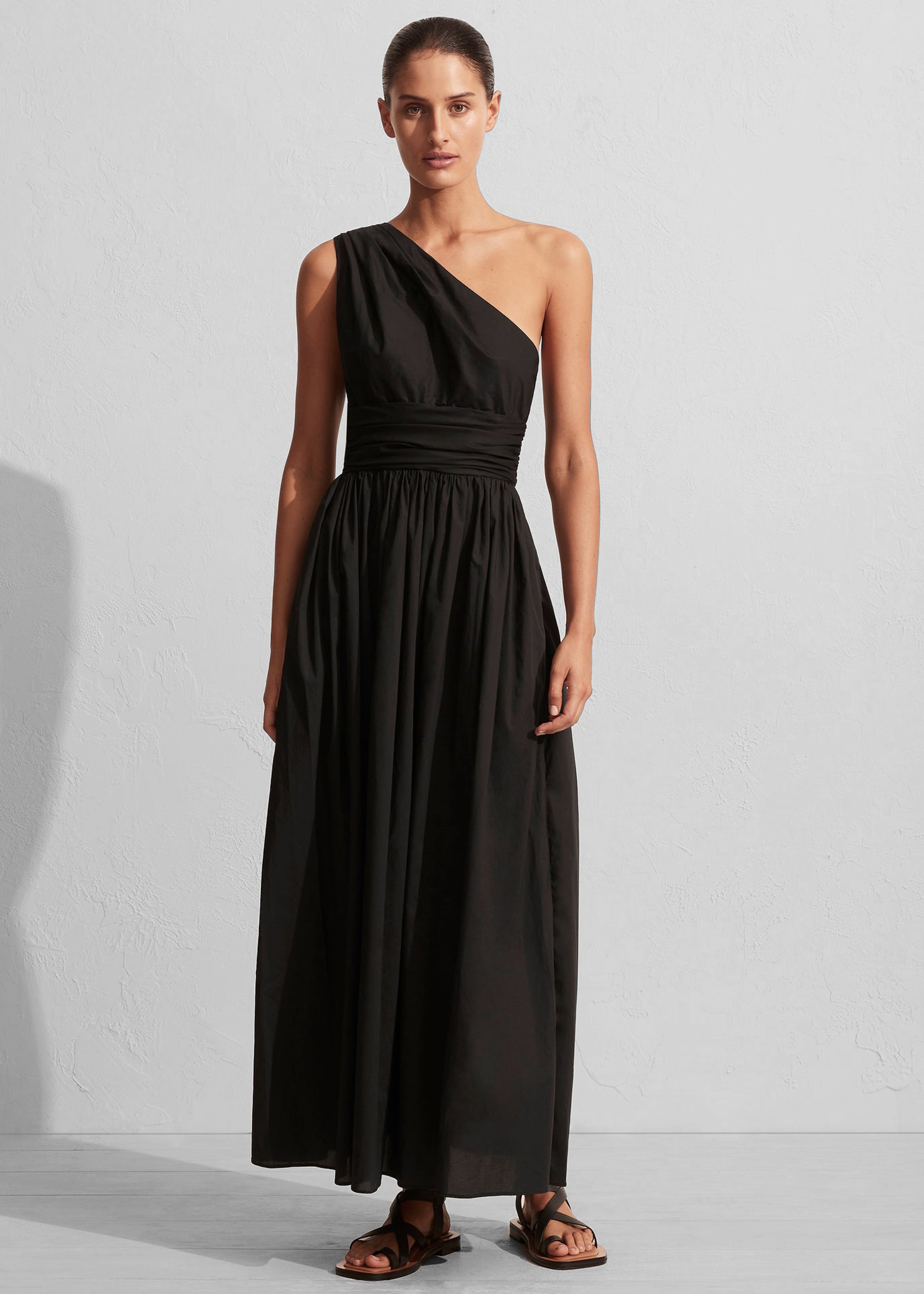 Matteau Gathered One Shoulder Dress - Black – The Frankie Shop