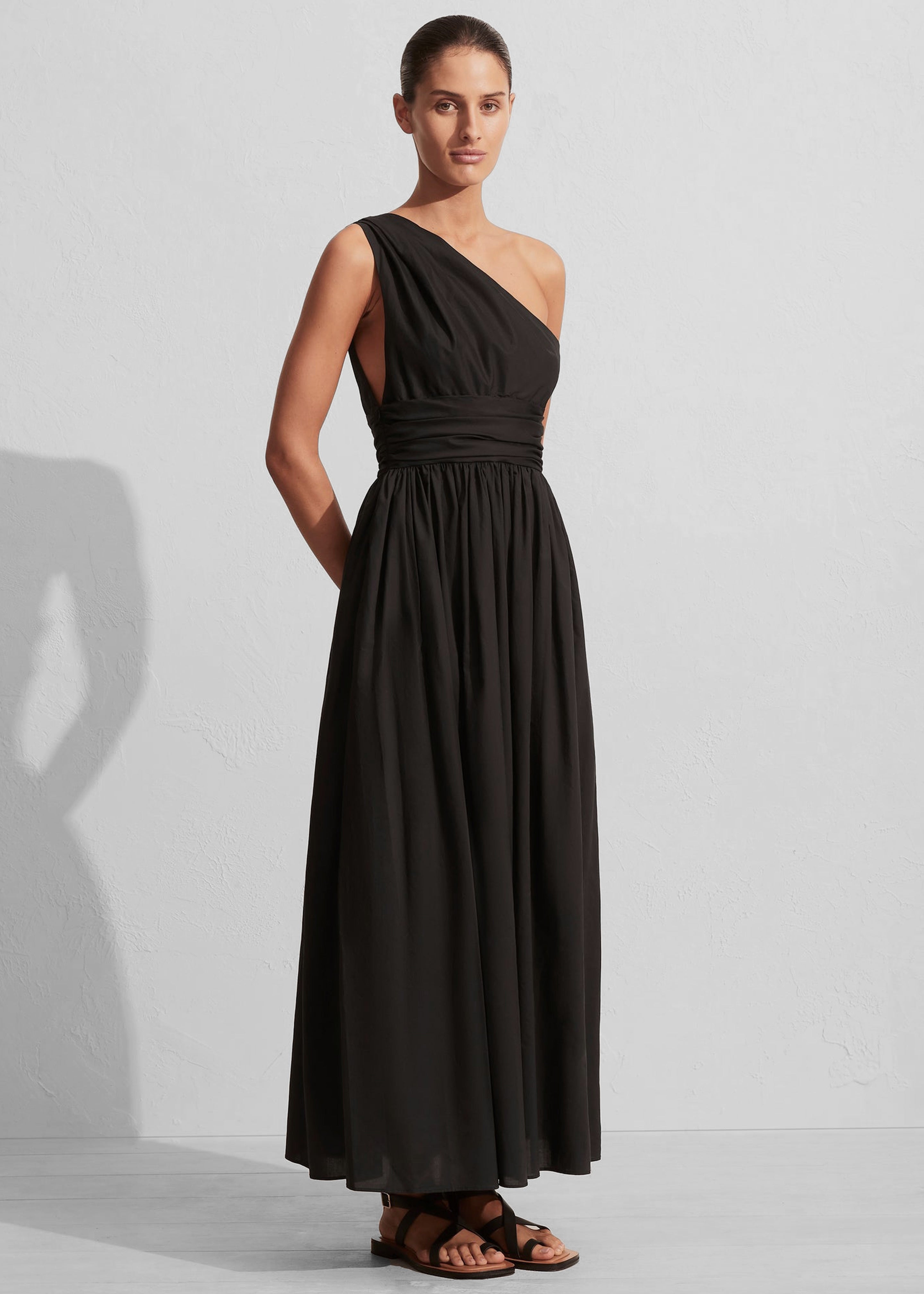 Matteau Gathered One Shoulder Dress - Black