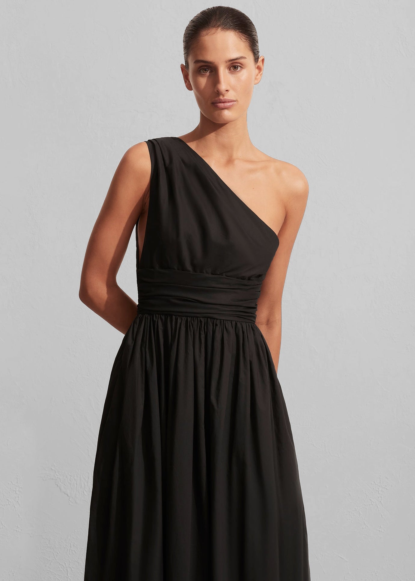 Matteau Gathered One Shoulder Dress - Black - 1