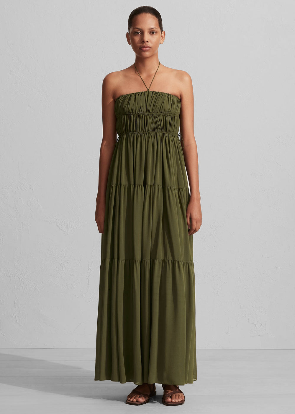 Matteau Shirred Halter Dress - Cypress