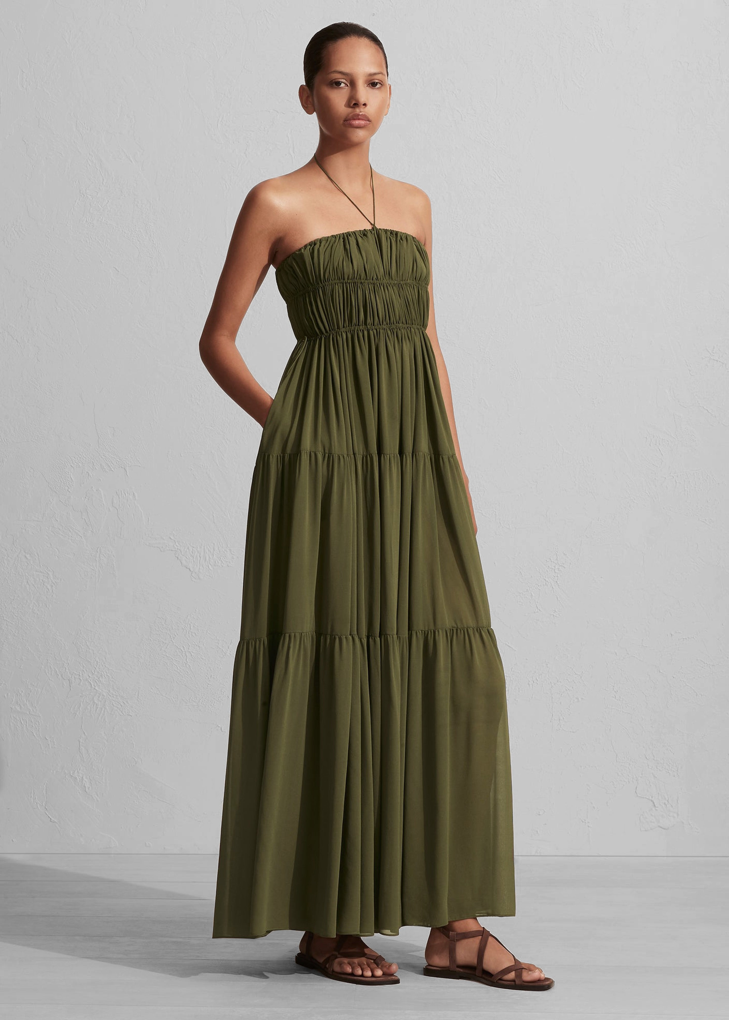 Matteau Shirred Halter Dress - Cypress - 2