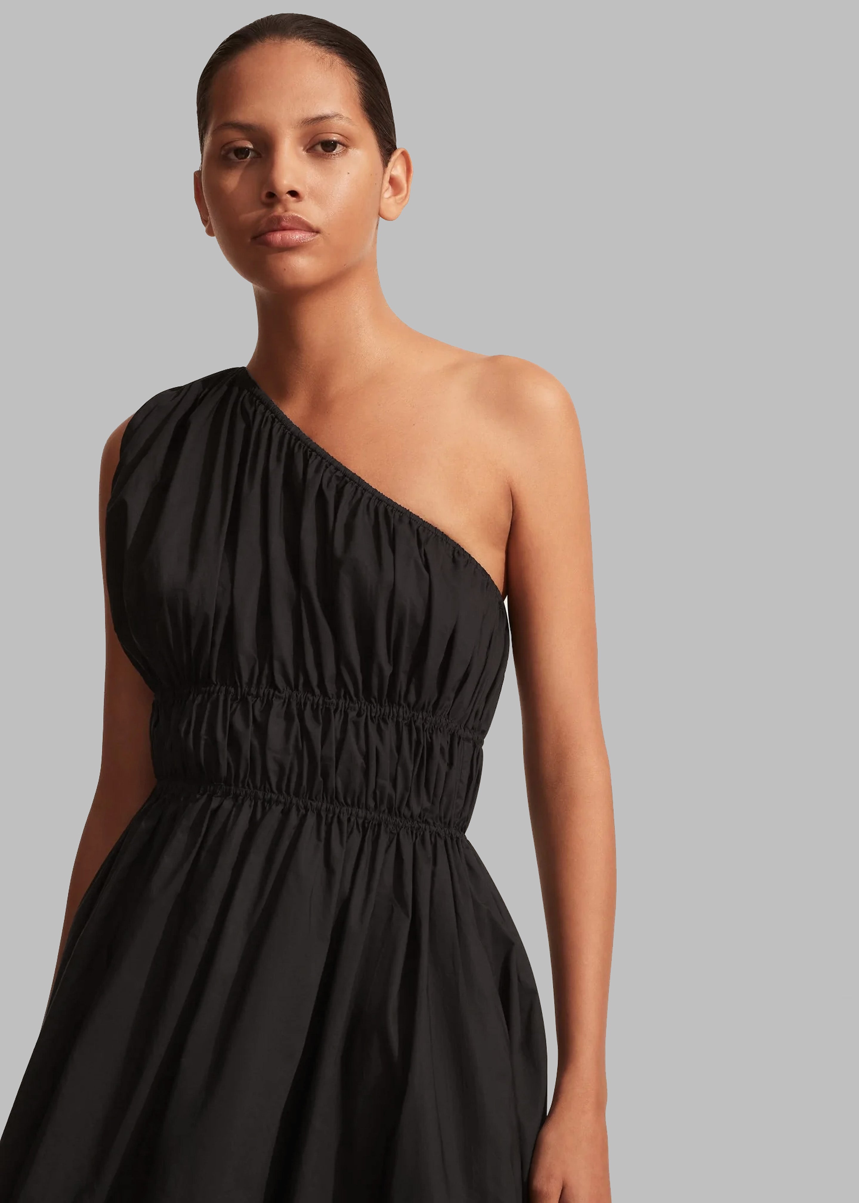 Matteau Shirred One Shoulder Mini Dress - Black - 2