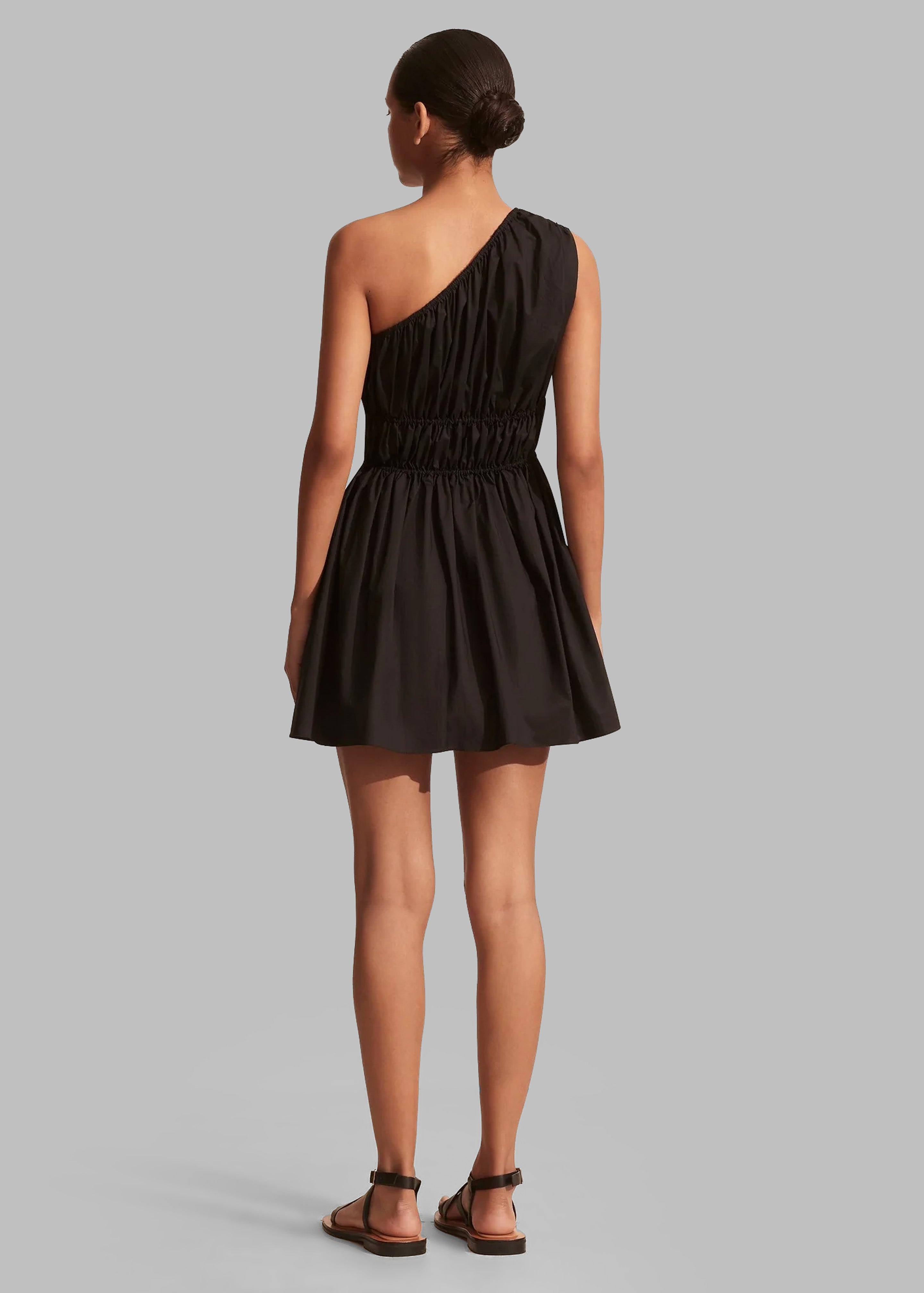 Matteau Shirred One Shoulder Mini Dress - Black - 4