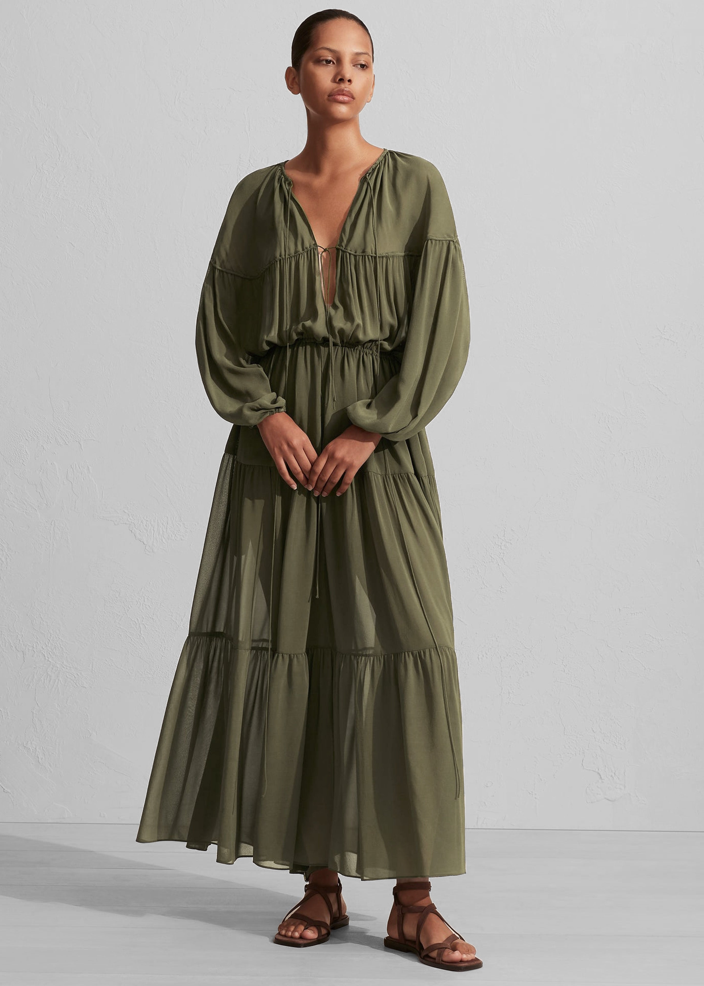 Matteau Voluminous Tiered Tie Dress - Cypress - 6