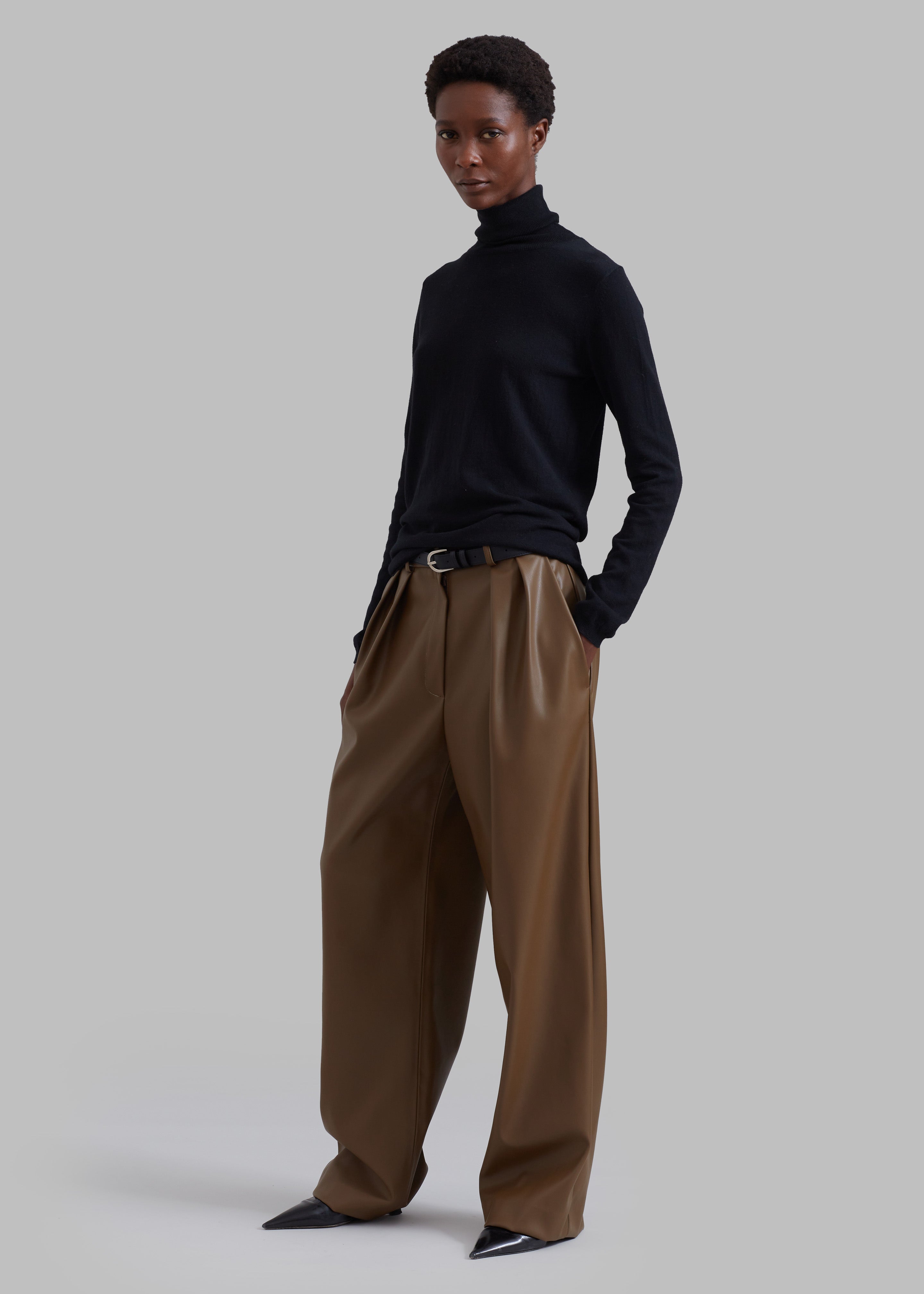 Tranton Faux Leather Pants - Brown - 10