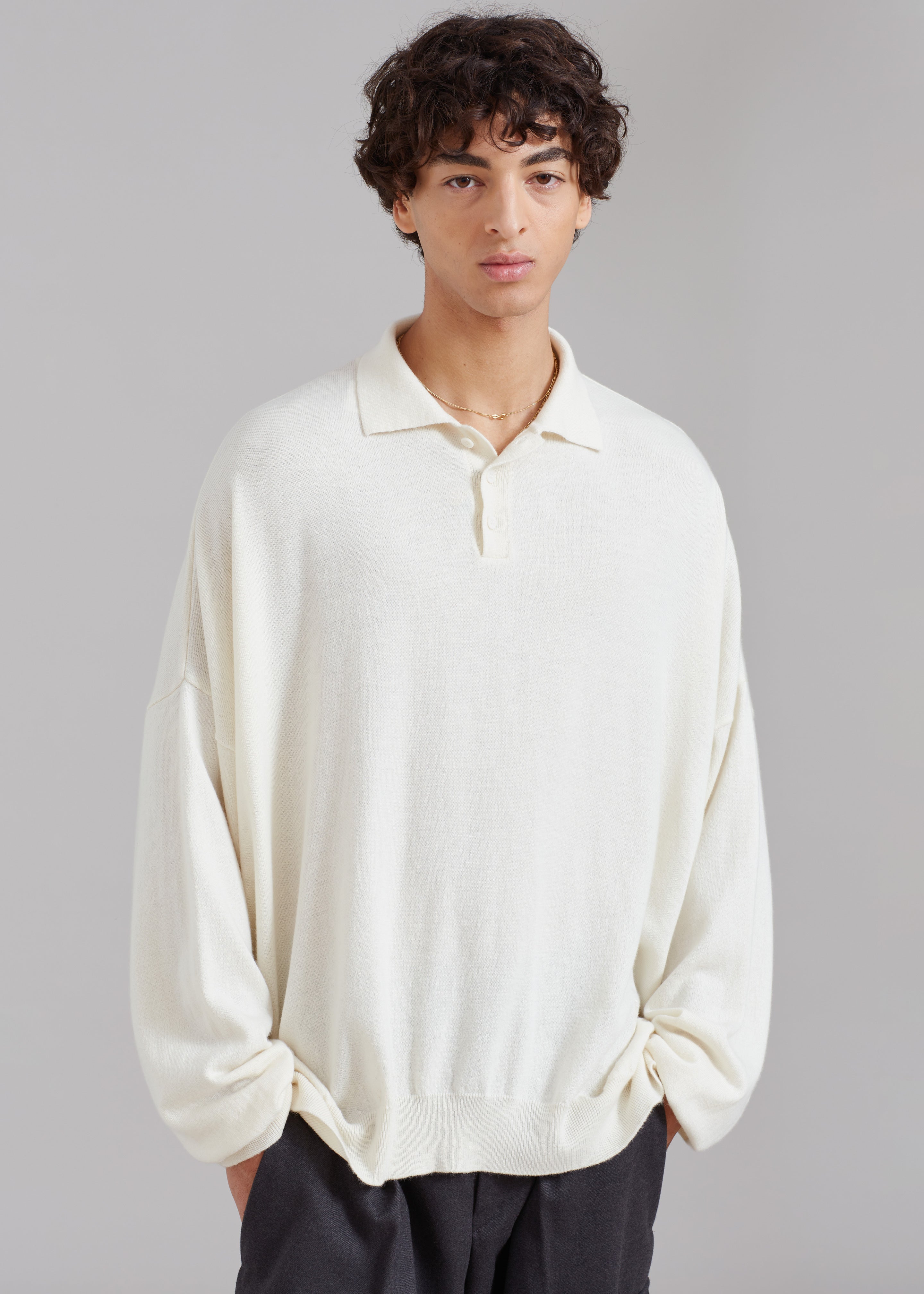 Meriel Polo Sweater - Cream - 6 - Meriel Polo Sweater - Cream [gender-male]