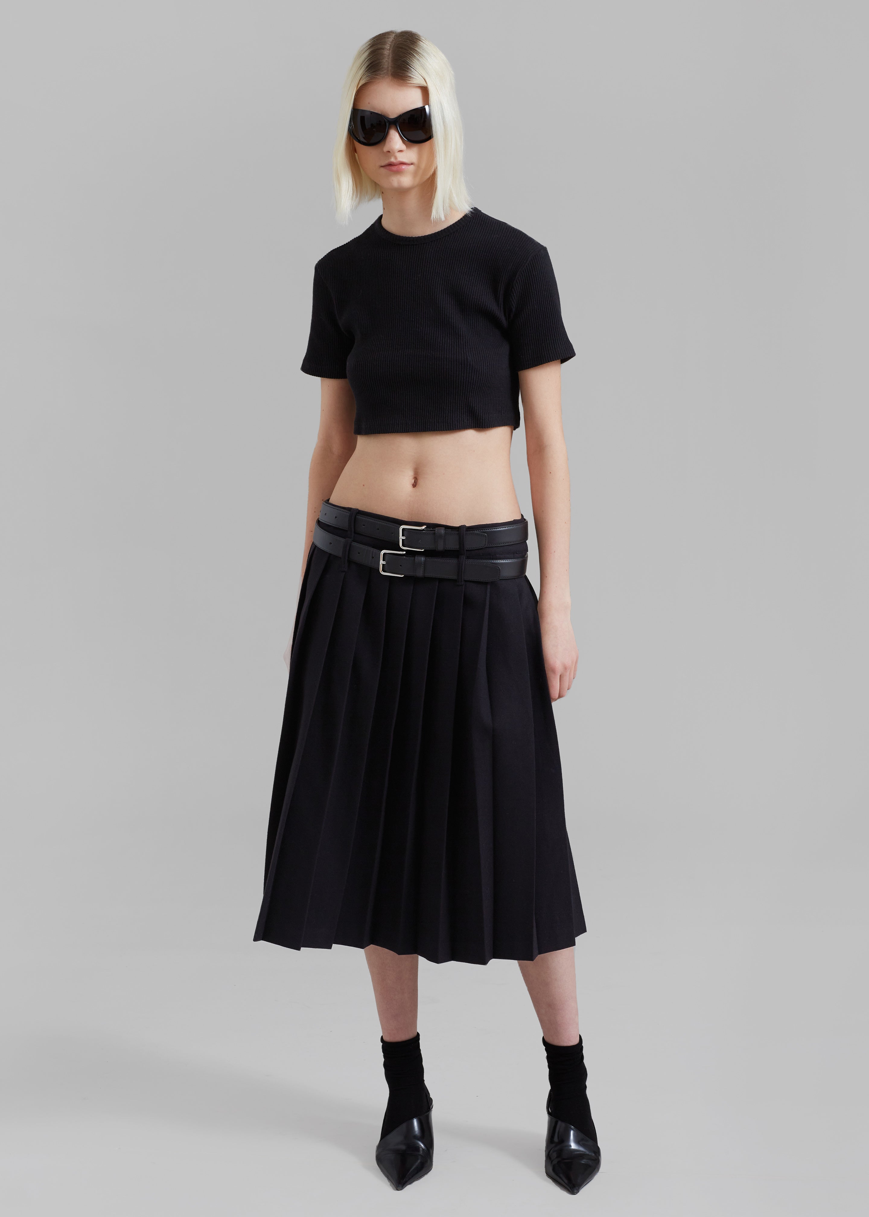 Zara black outlet pleated skirt